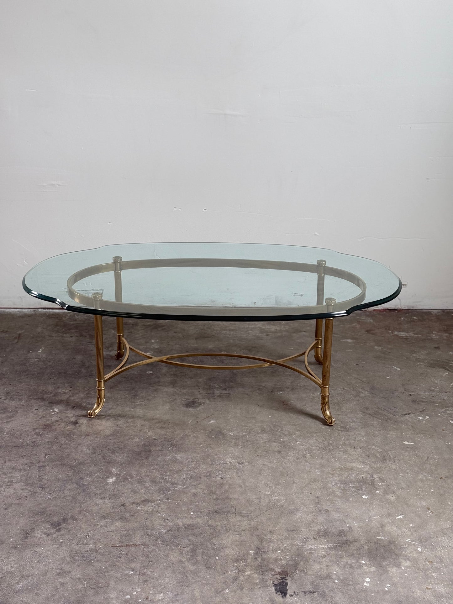 Vintage La Barge Regency Brass and Glass Top Coffee Table