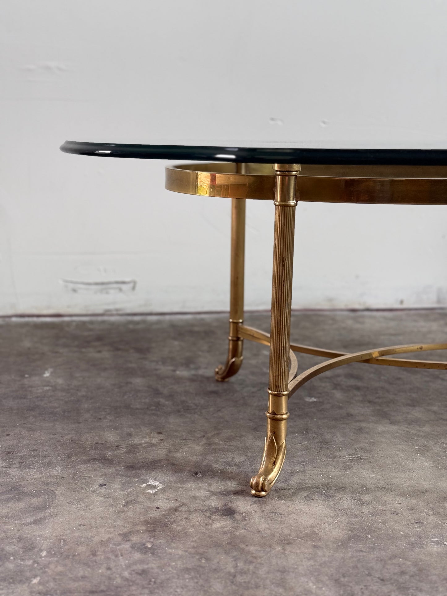 Vintage La Barge Regency Brass and Glass Top Coffee Table
