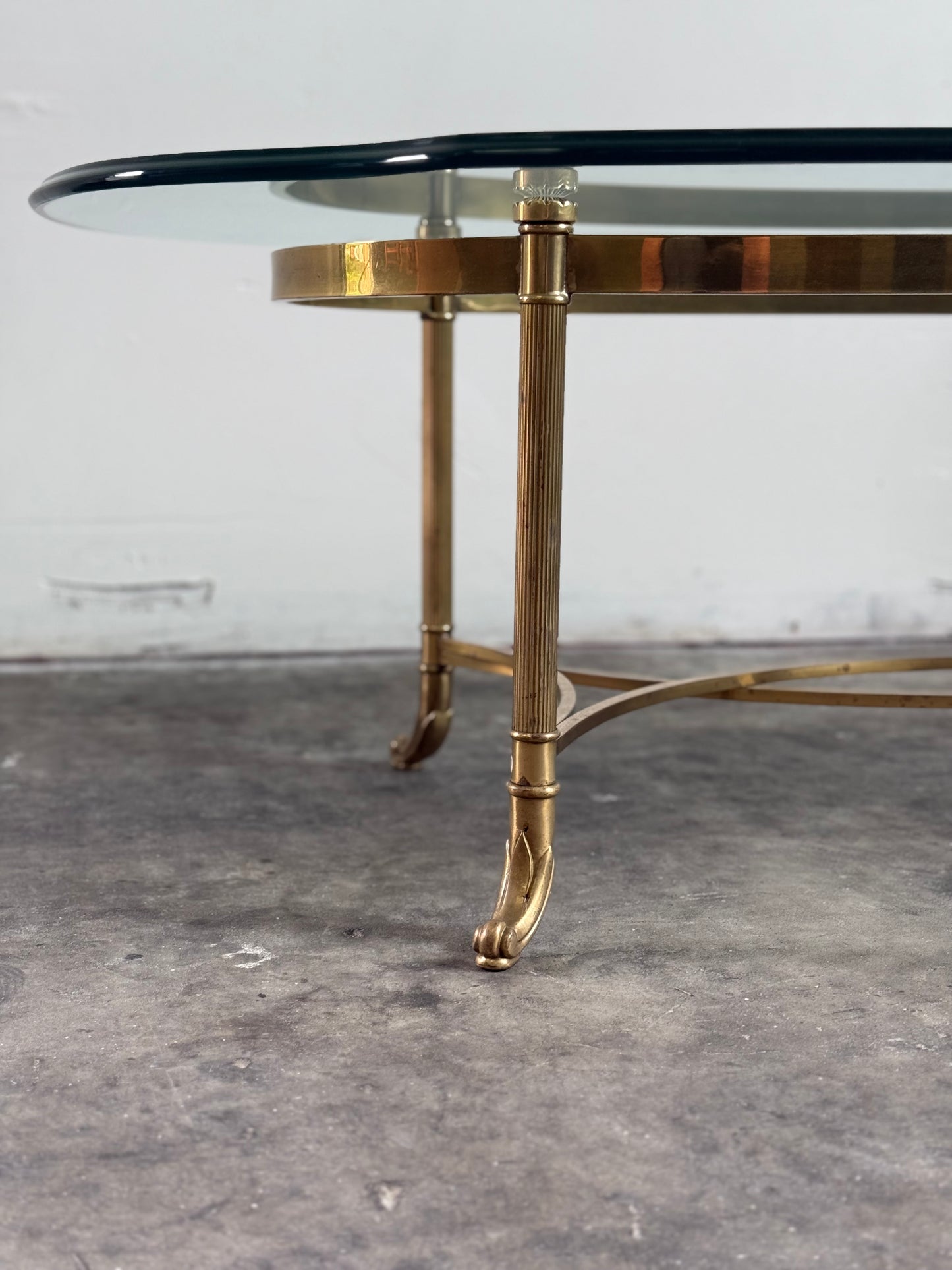 Vintage La Barge Regency Brass and Glass Top Coffee Table