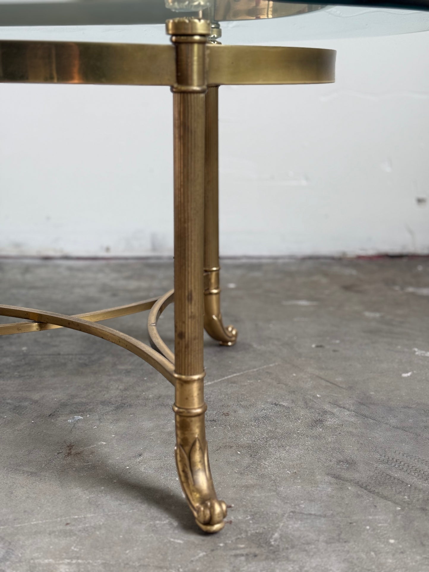 Vintage La Barge Regency Brass and Glass Top Coffee Table