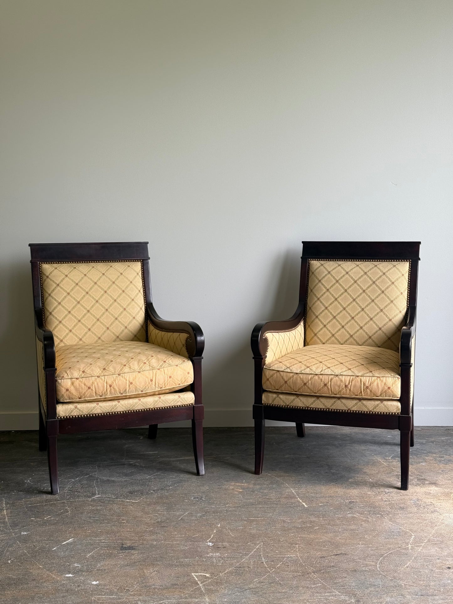 Pair of Kravet French Empire Style Chairs.