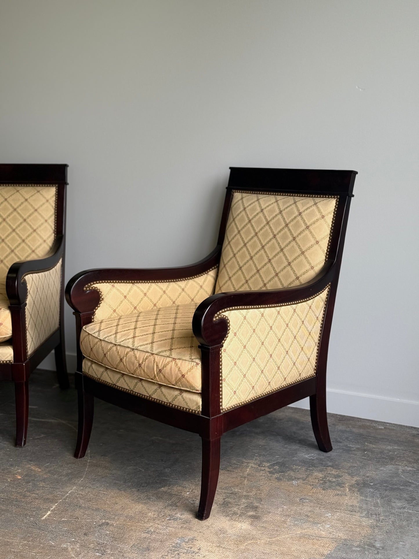 Pair of Kravet French Empire Style Chairs.