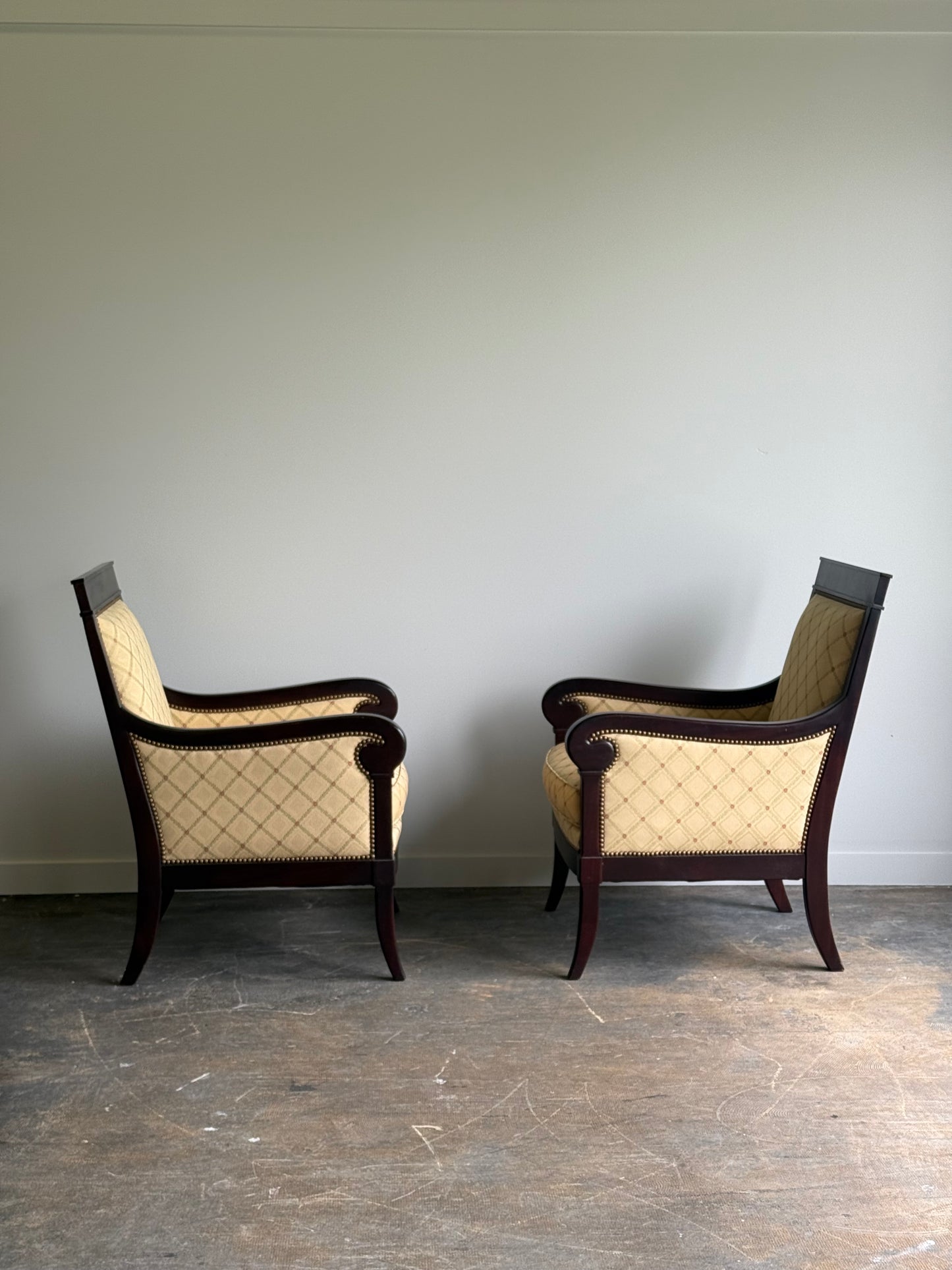 Pair of Kravet French Empire Style Chairs.