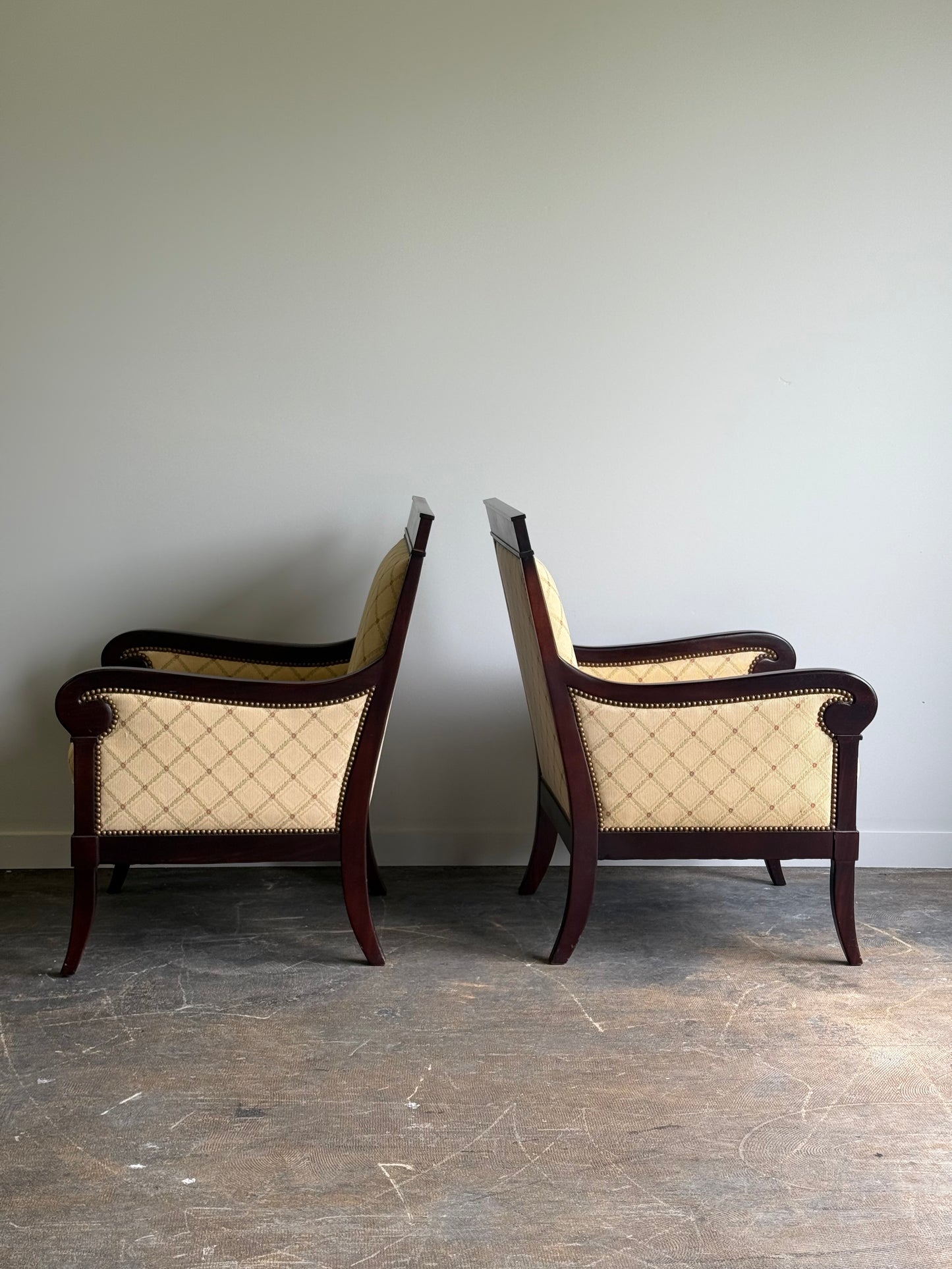 Pair of Kravet French Empire Style Chairs.