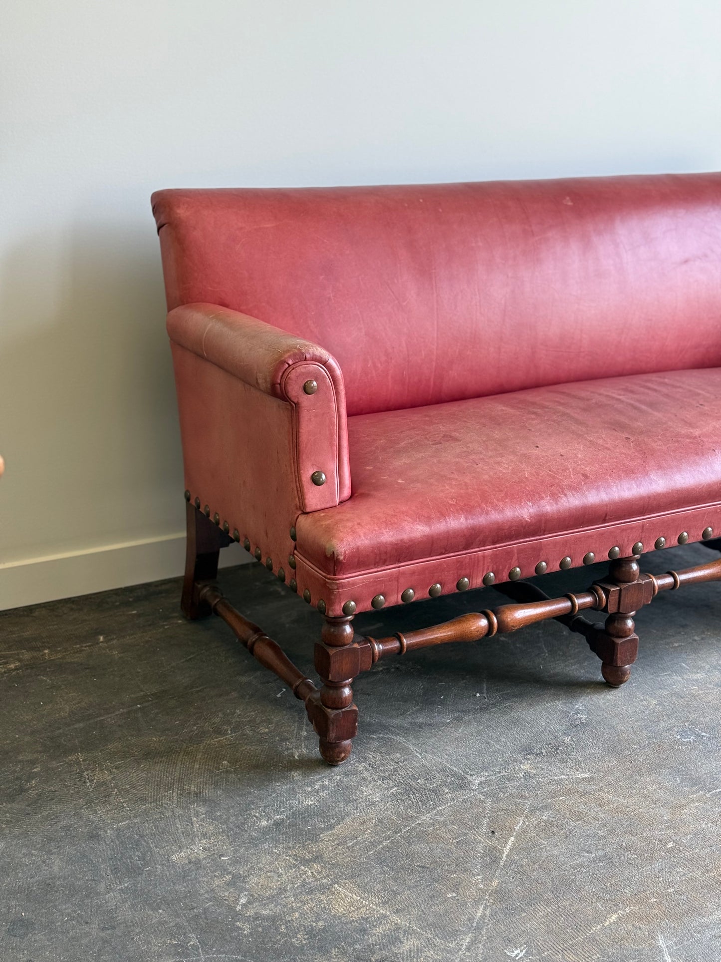 Antique Leather Sofa. England C.1900
