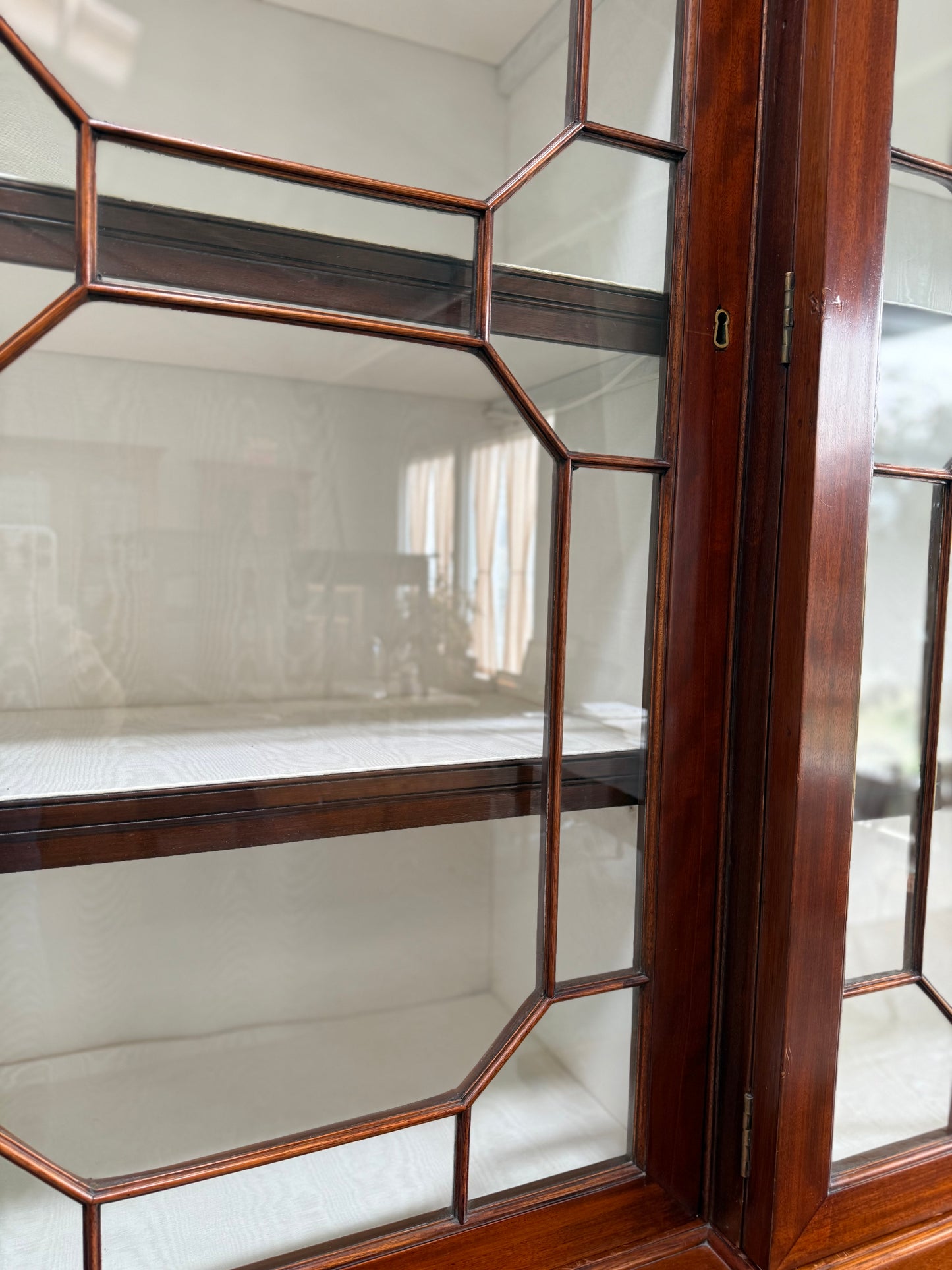 Antique English Mahogany Breakfront Bookcase. 19th C.