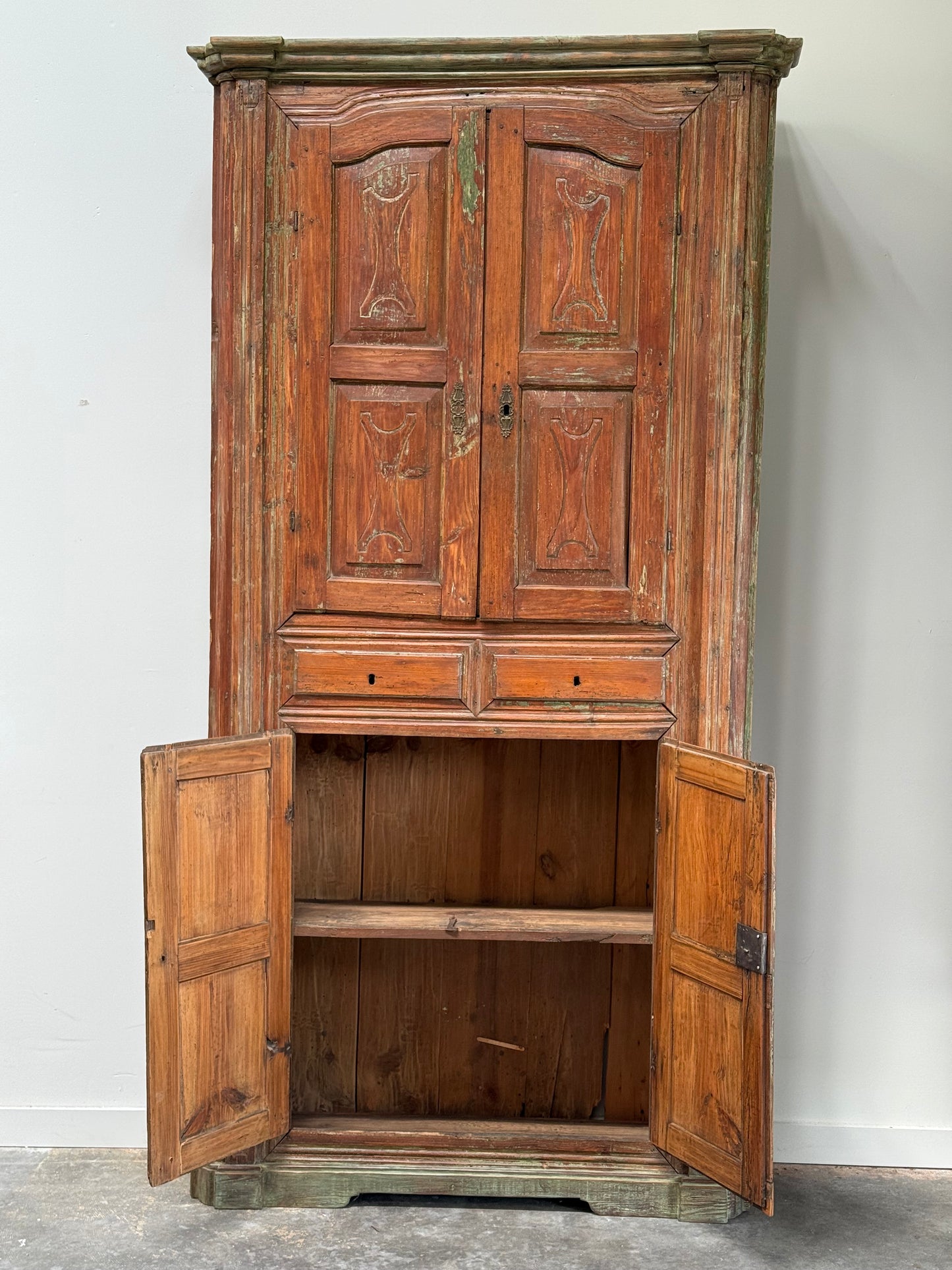 Antique Portuguese Scrubbed Pine Cabinet