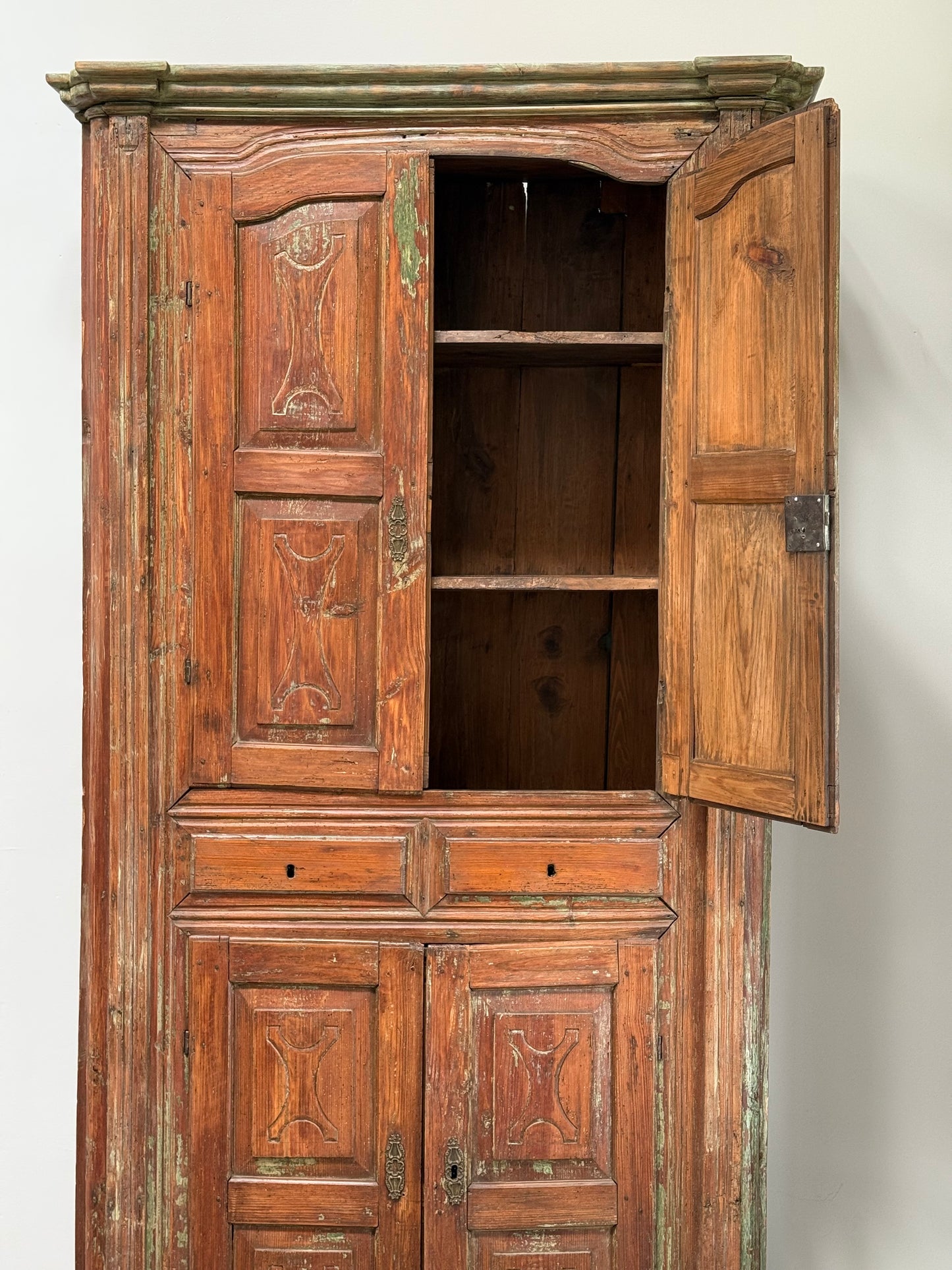 Antique Portuguese Scrubbed Pine Cabinet
