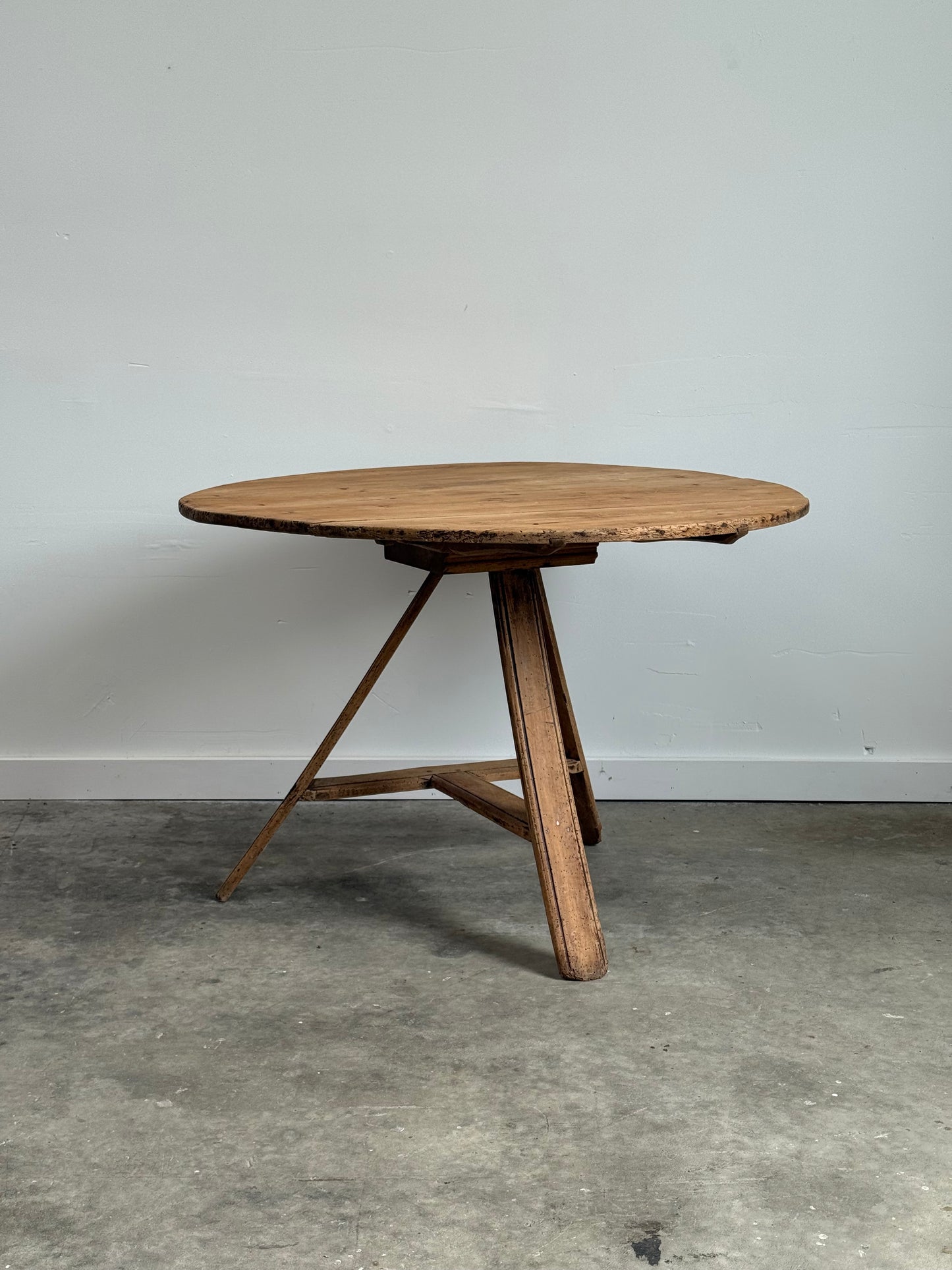 Antique English Scrubbed Pine Cricket Table