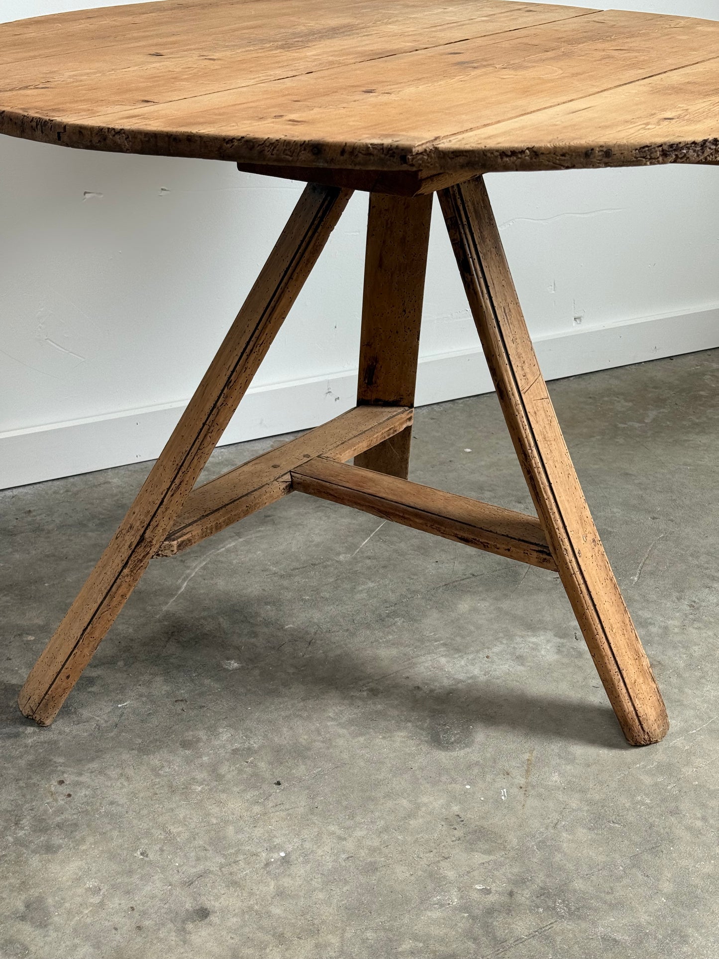 Antique English Scrubbed Pine Cricket Table