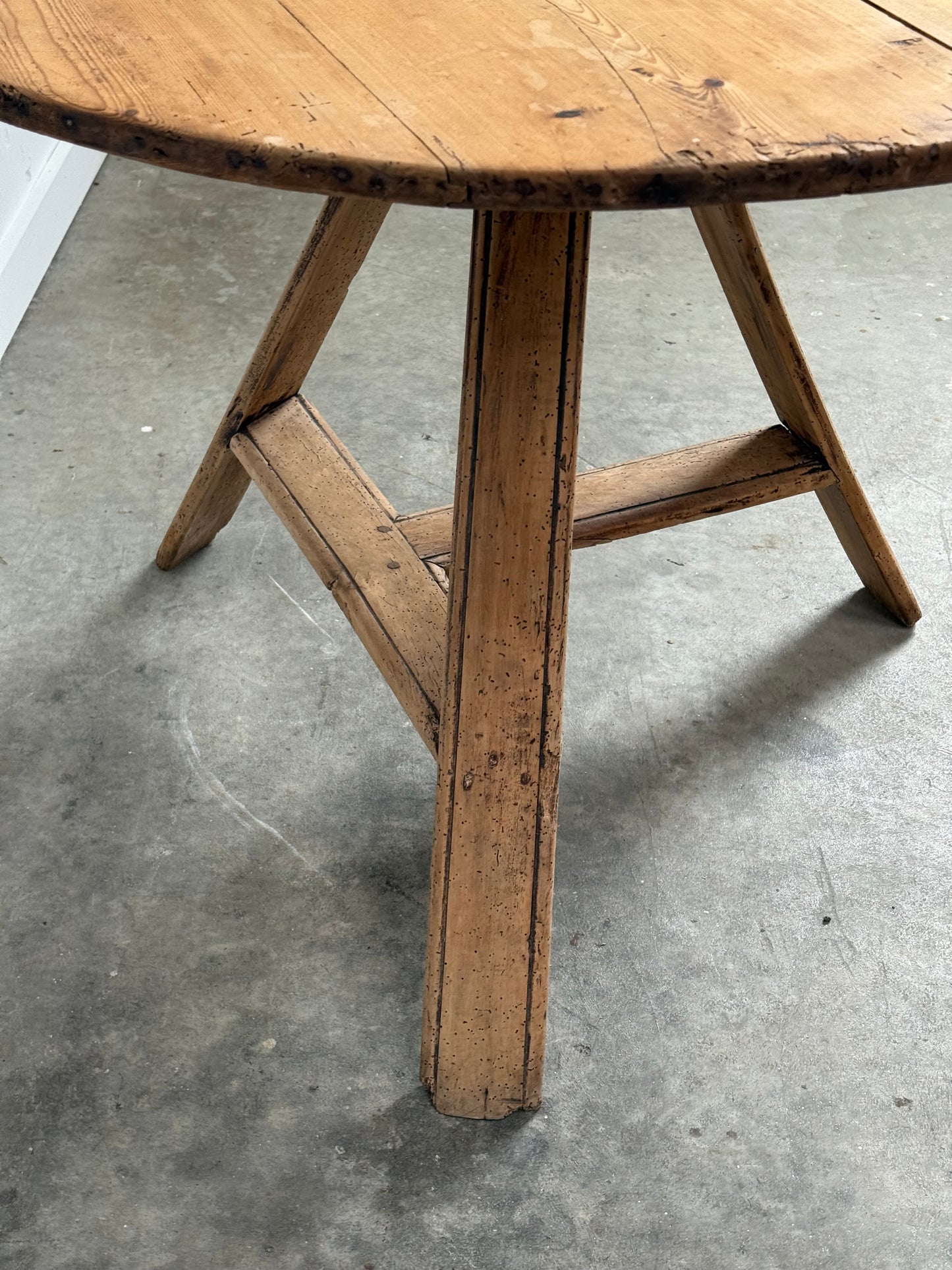 Antique English Scrubbed Pine Cricket Table
