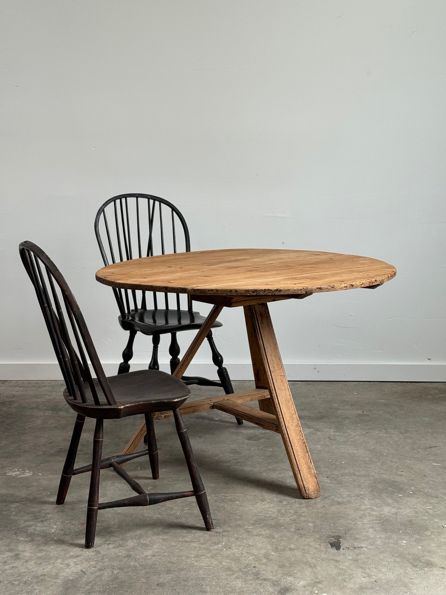 Antique English Scrubbed Pine Cricket Table