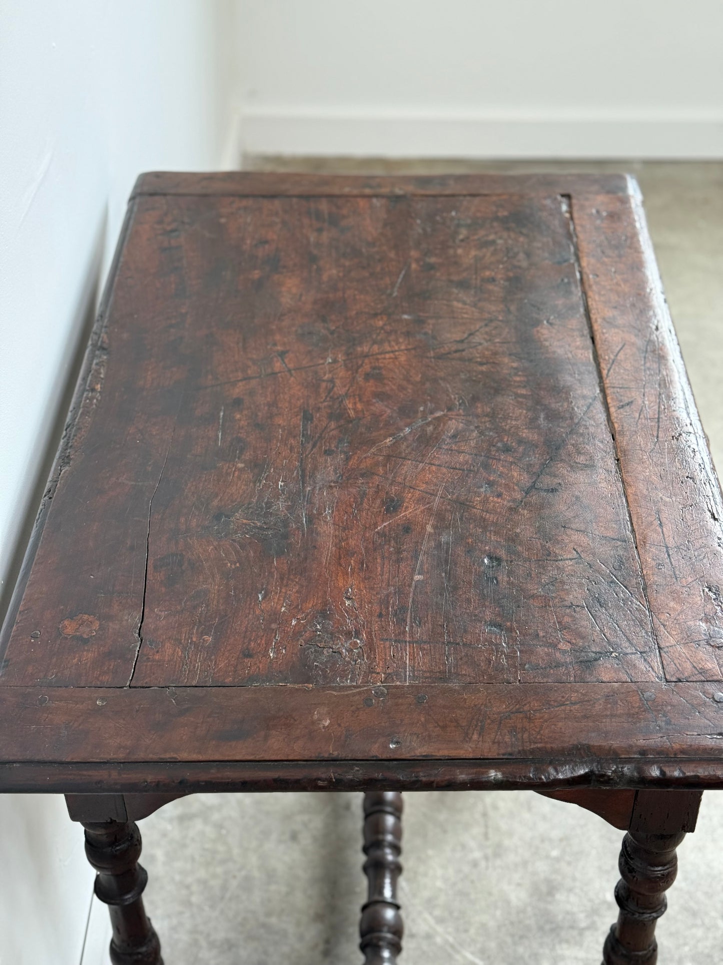Antique French Baroque Walnut & Cherry Side Table