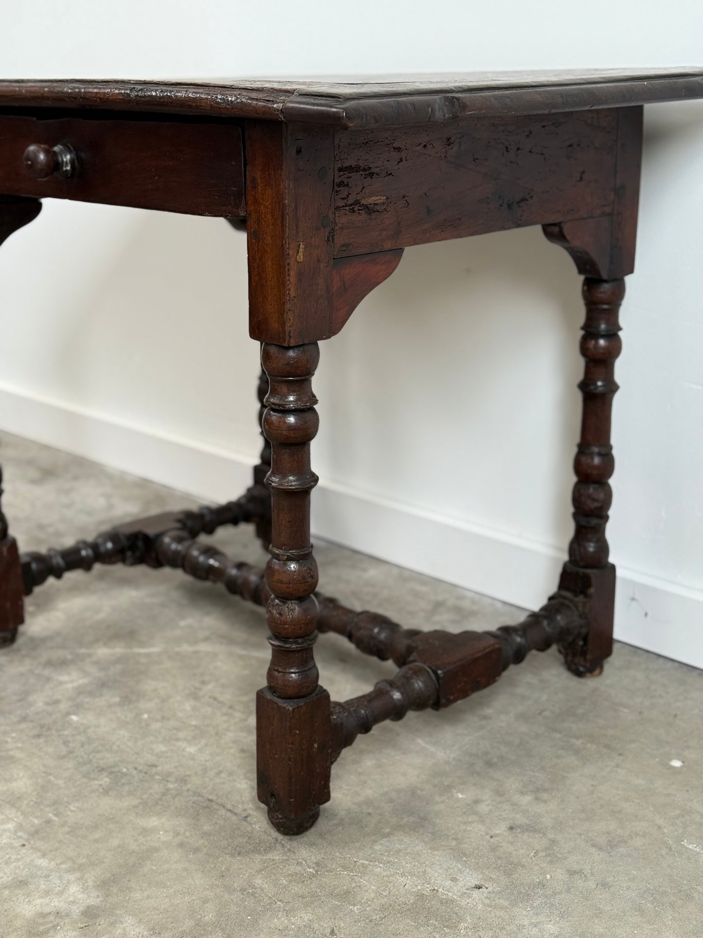 Antique French Baroque Walnut & Cherry Side Table