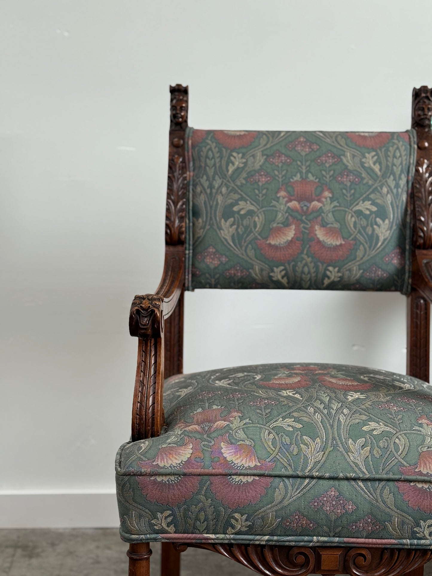 Beautiful Pair of Antique Tudor Style Armchairs. 19th C.