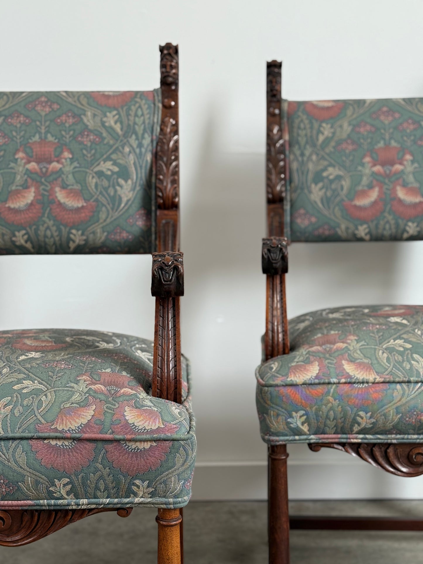 Beautiful Pair of Antique Tudor Style Armchairs. 19th C.