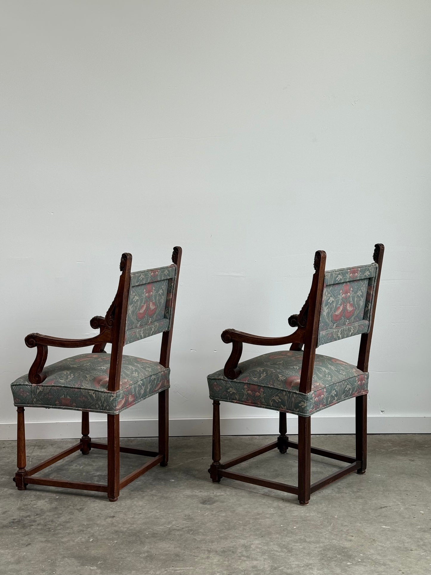 Beautiful Pair of Antique Tudor Style Armchairs. 19th C.