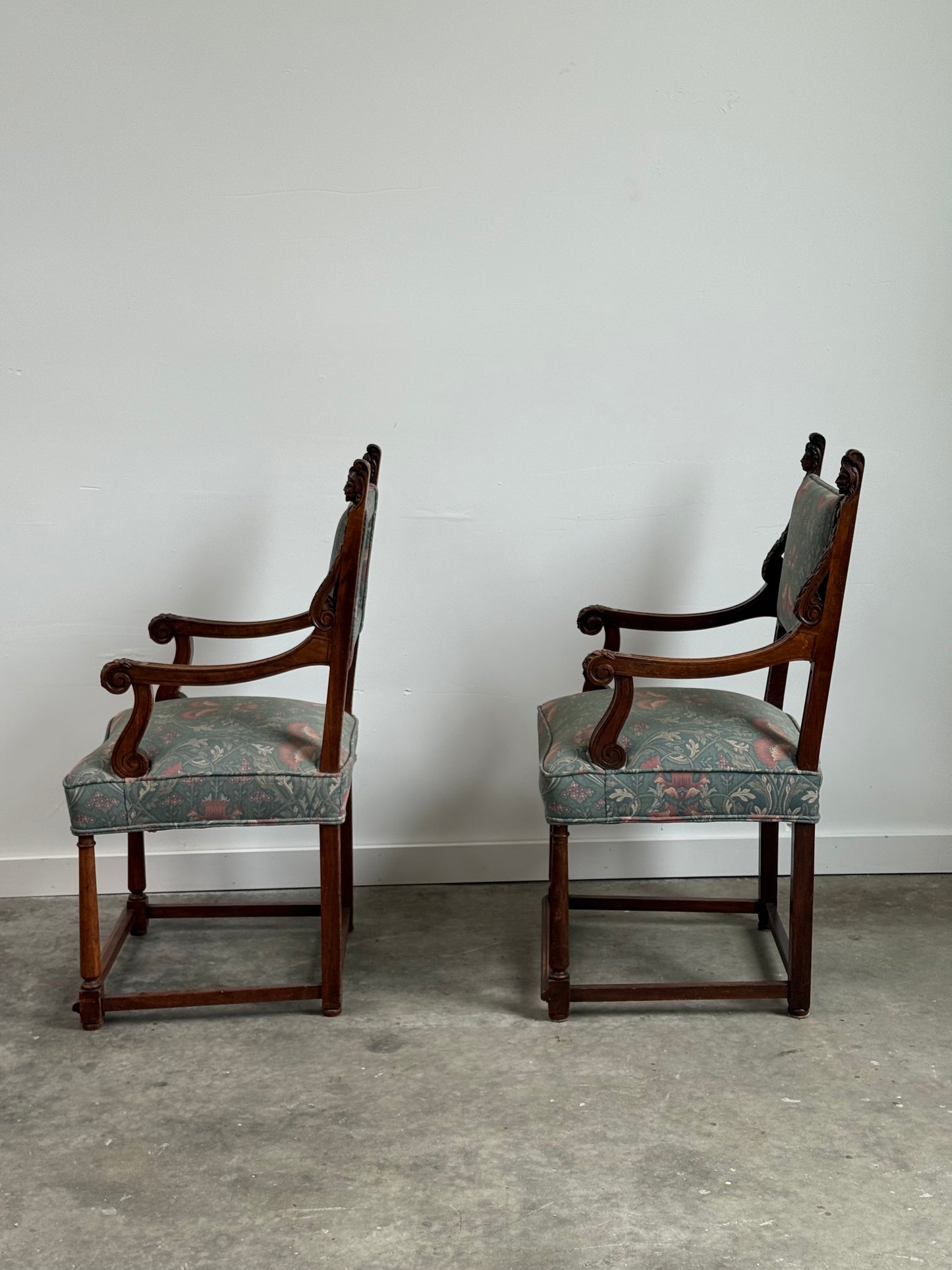 Beautiful Pair of Antique Tudor Style Armchairs. 19th C.