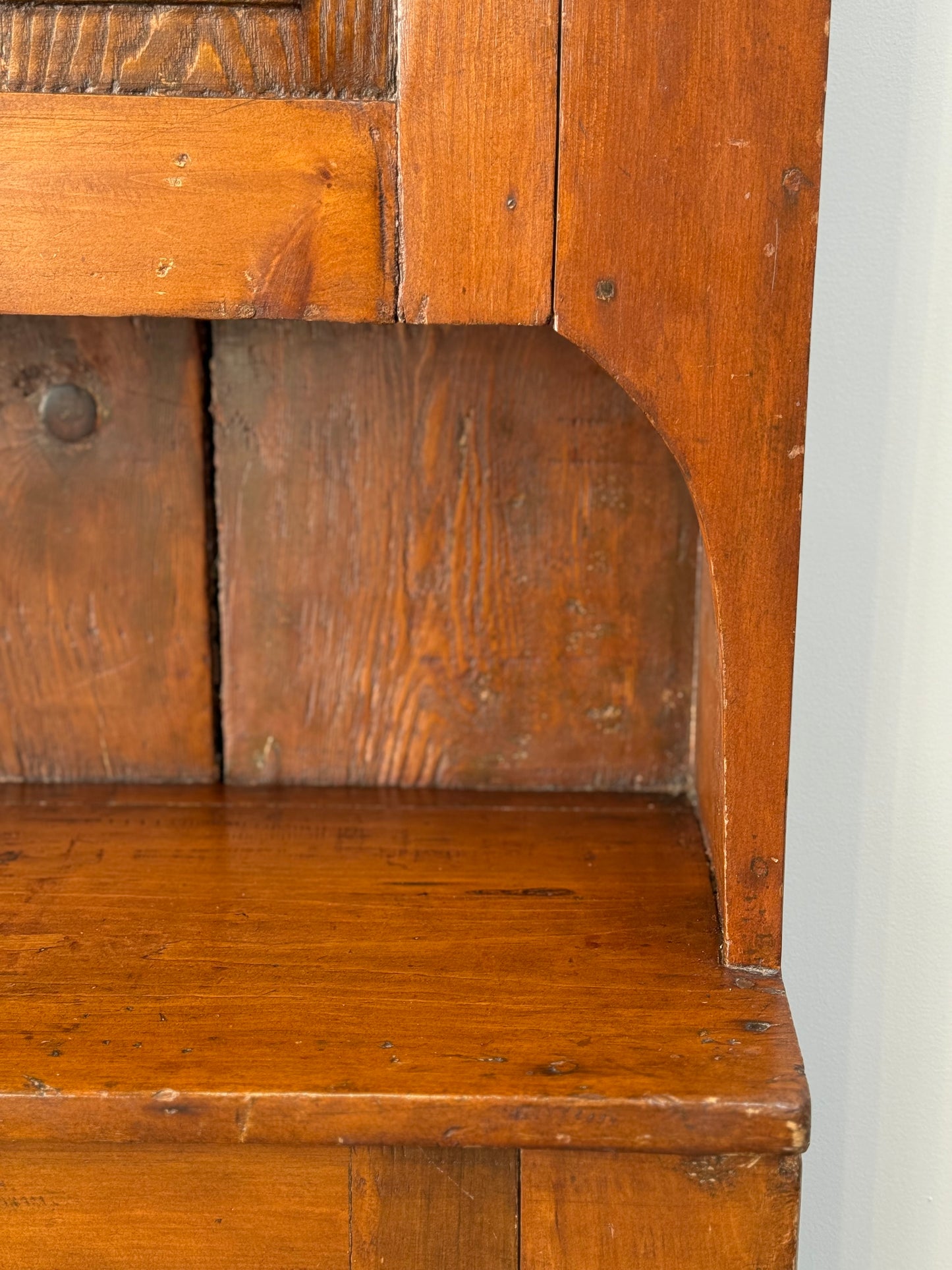 Antique Country Pine Stepback Cupboard