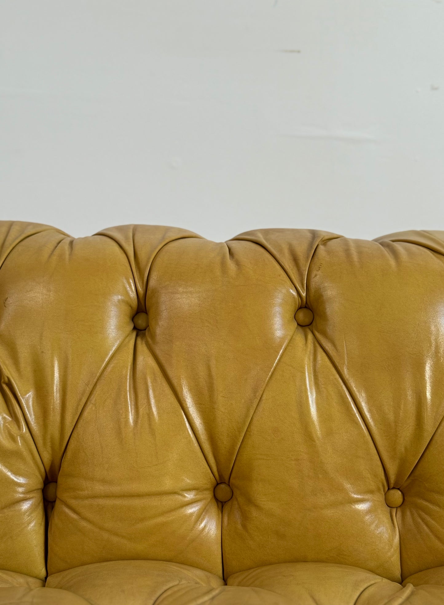 Vintage Yellow Leather Chesterfield Sofa C.1950