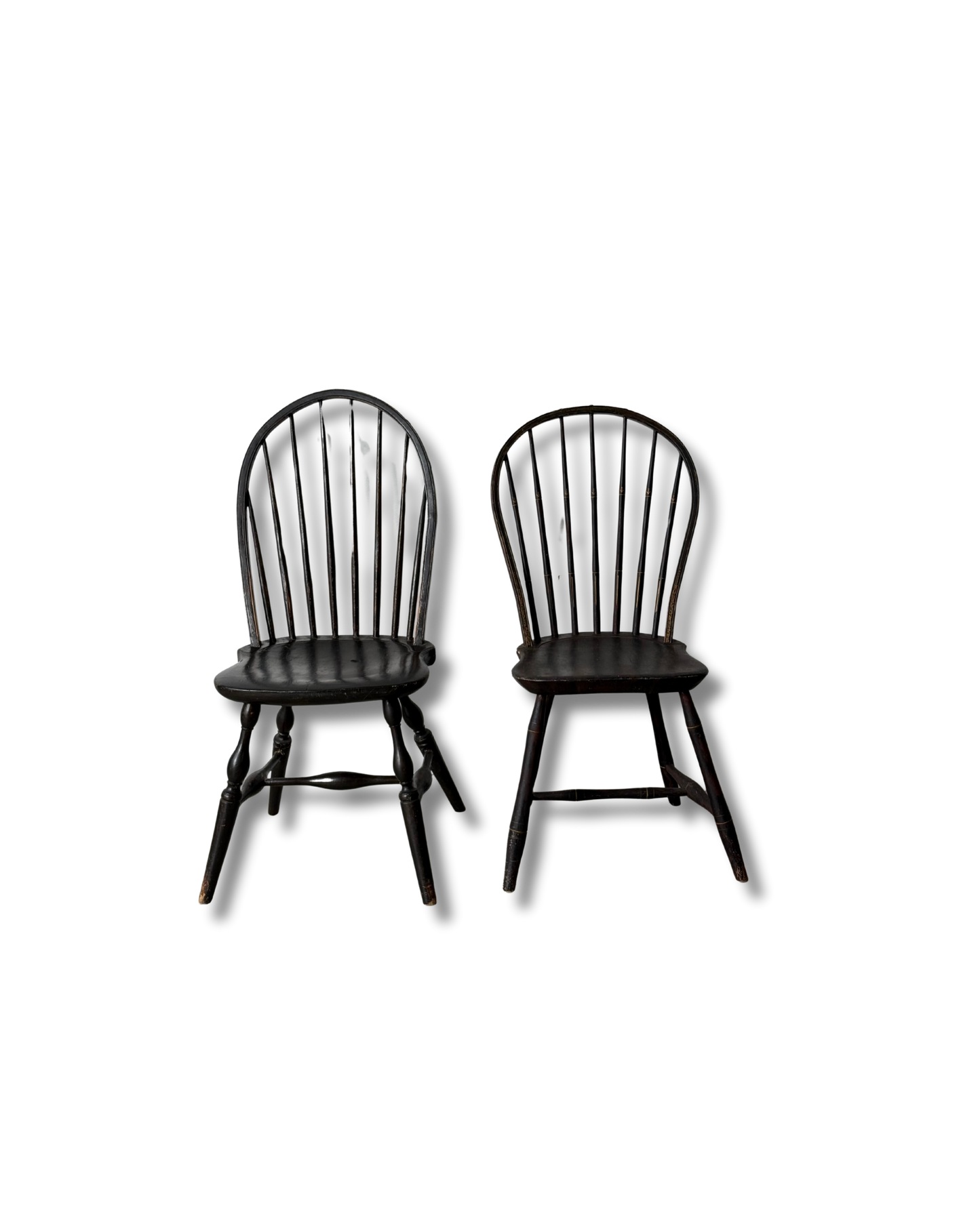 Two Antique Bow Back Windsor Side Chairs