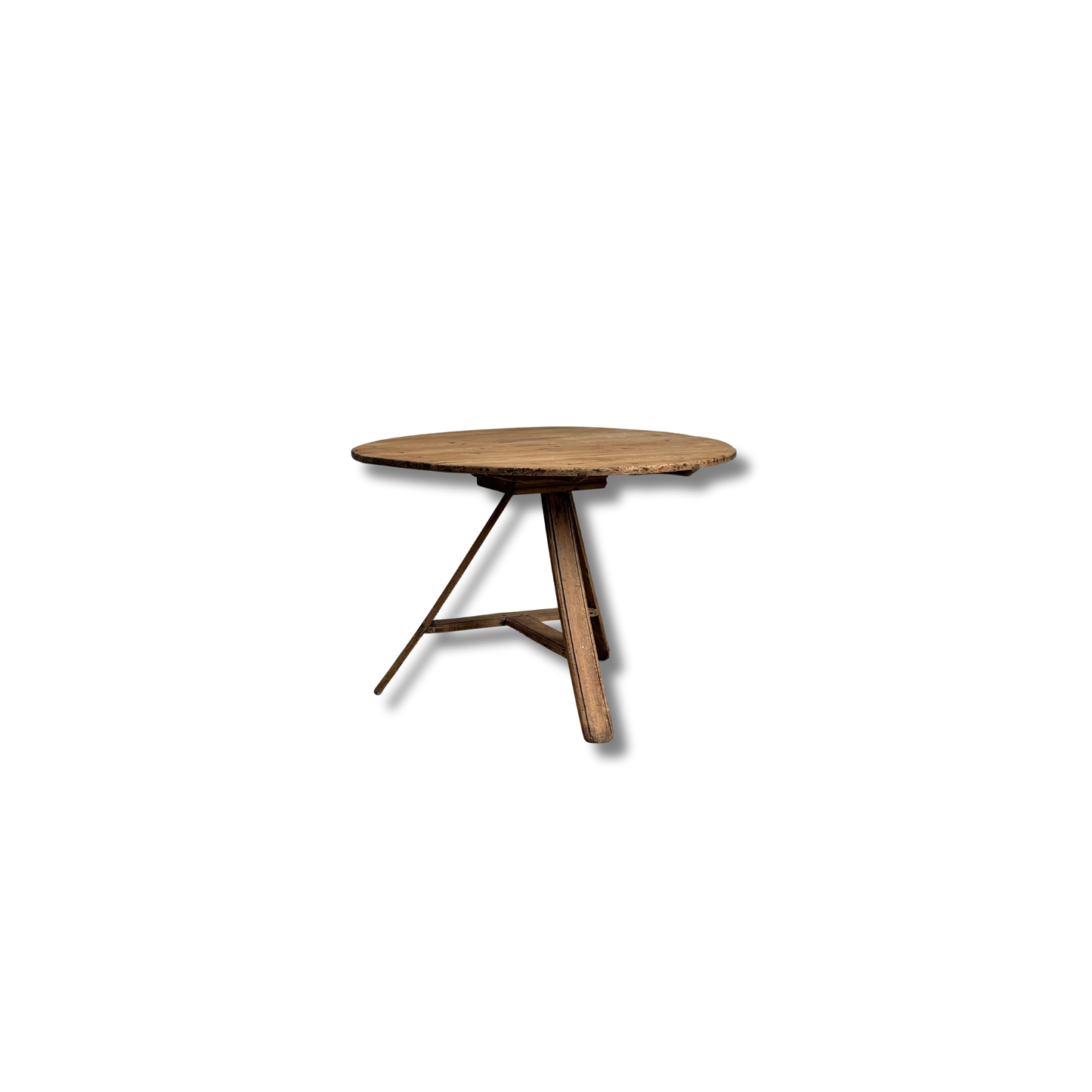 Antique English Scrubbed Pine Cricket Table