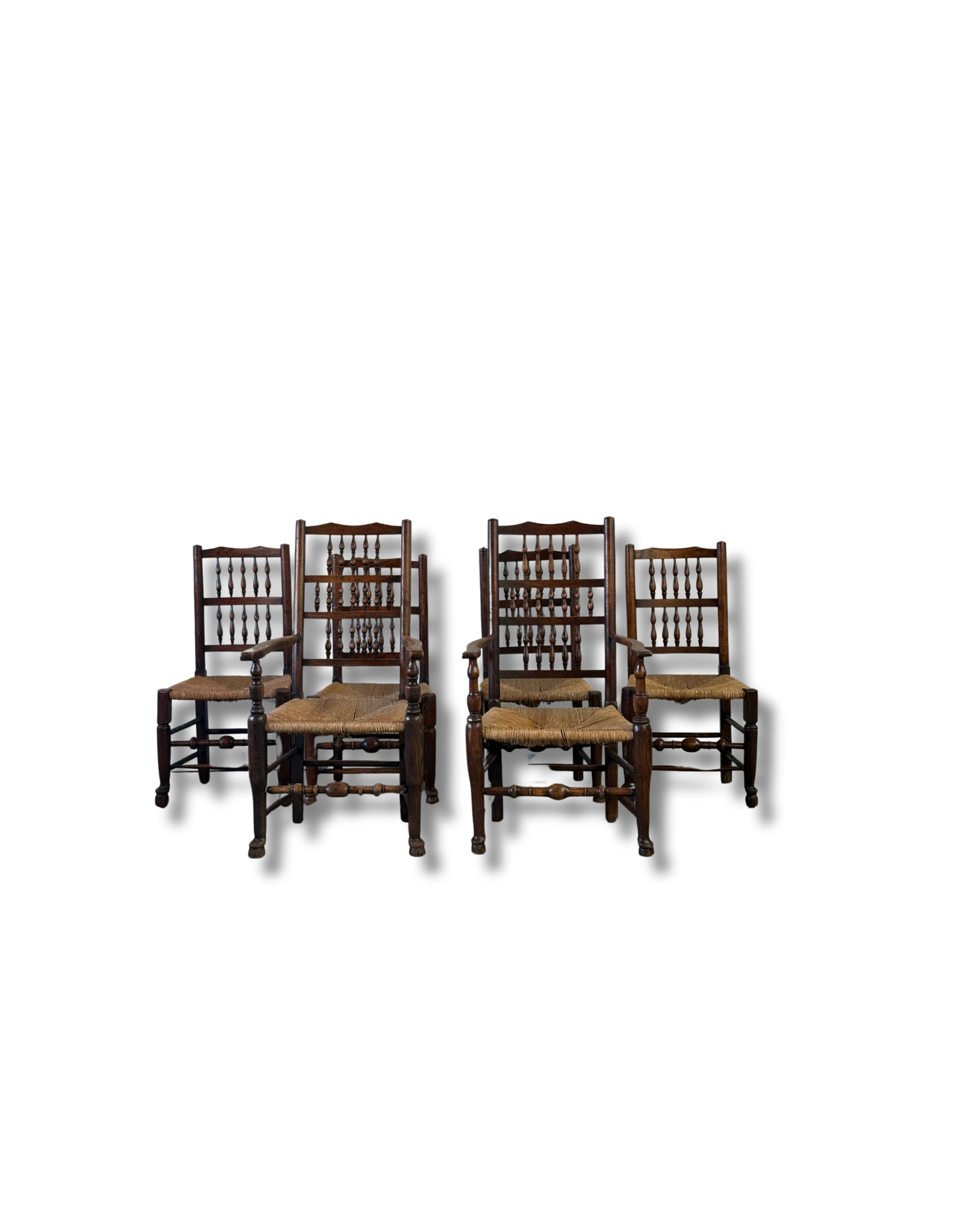 Set of six Antique Lancashire Spindle Back Chairs