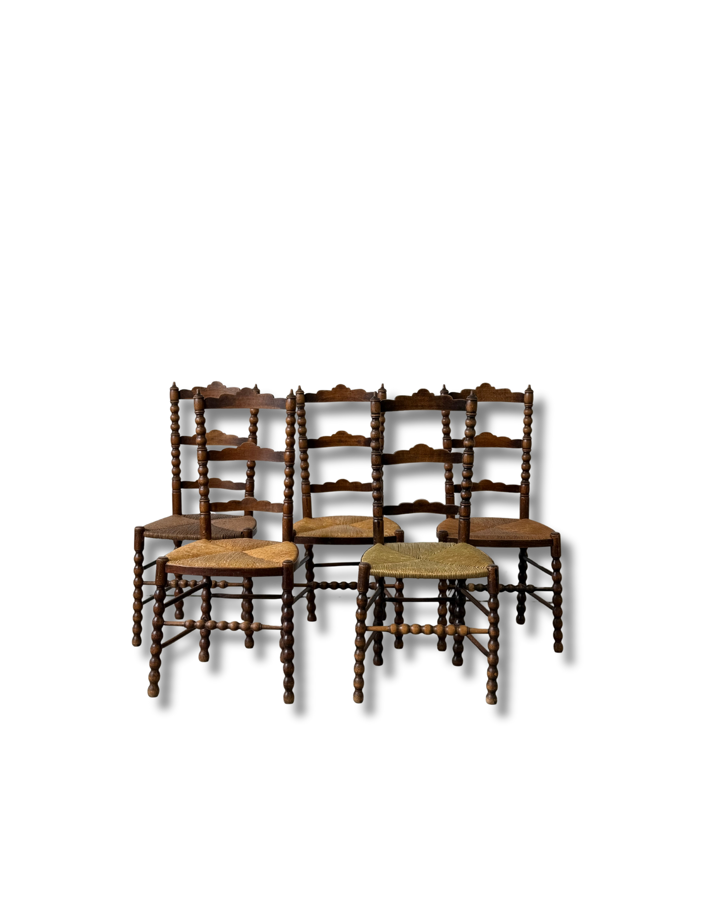 Antique Spool Turned Dining Chairs. Set of 5. C. 1900