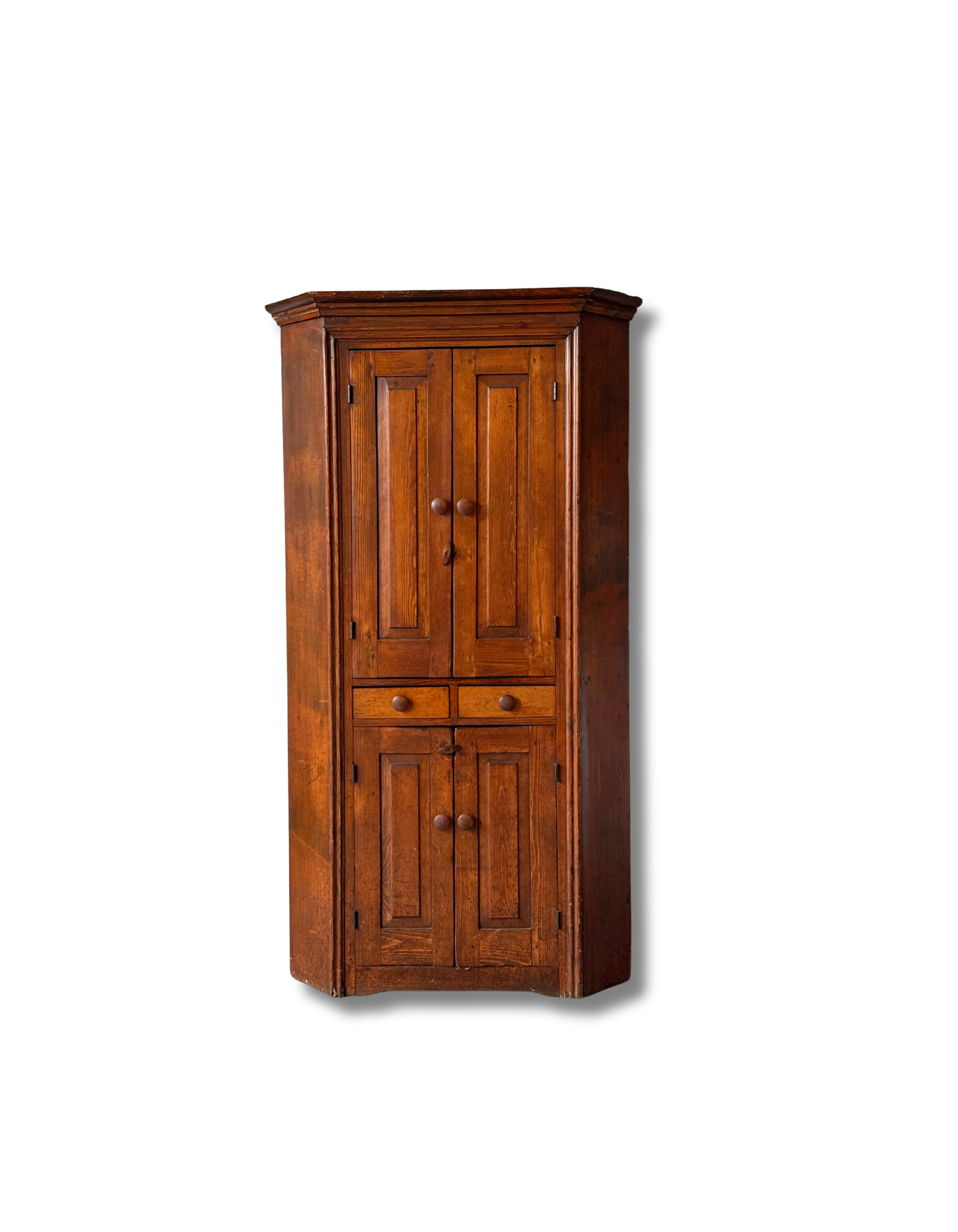 Early Primitive Corner Cupboard with Raised Panel Doors
