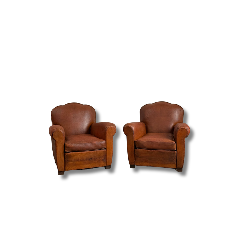 Pair of French Art Deco Club Chairs C. 1930