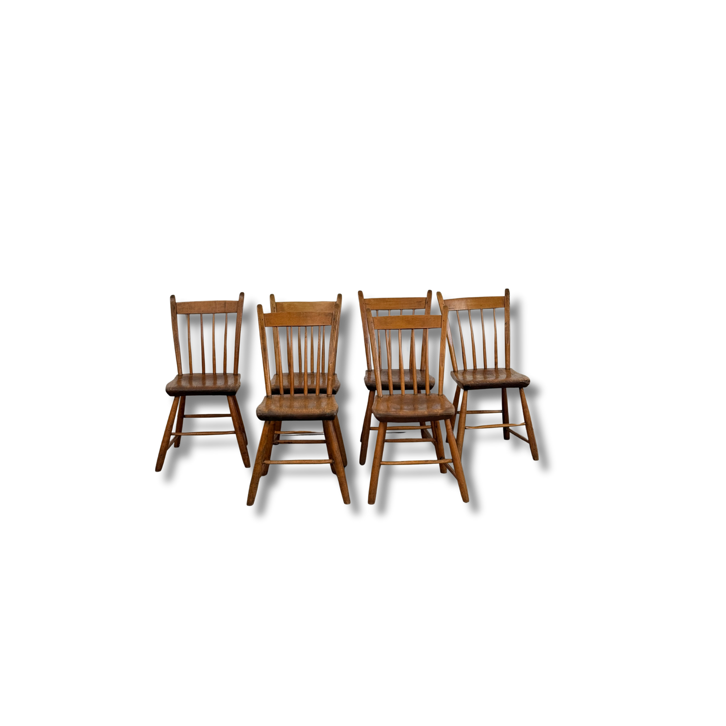 Set Of 6 Vintage Thumb Back Windsor Side Chairs