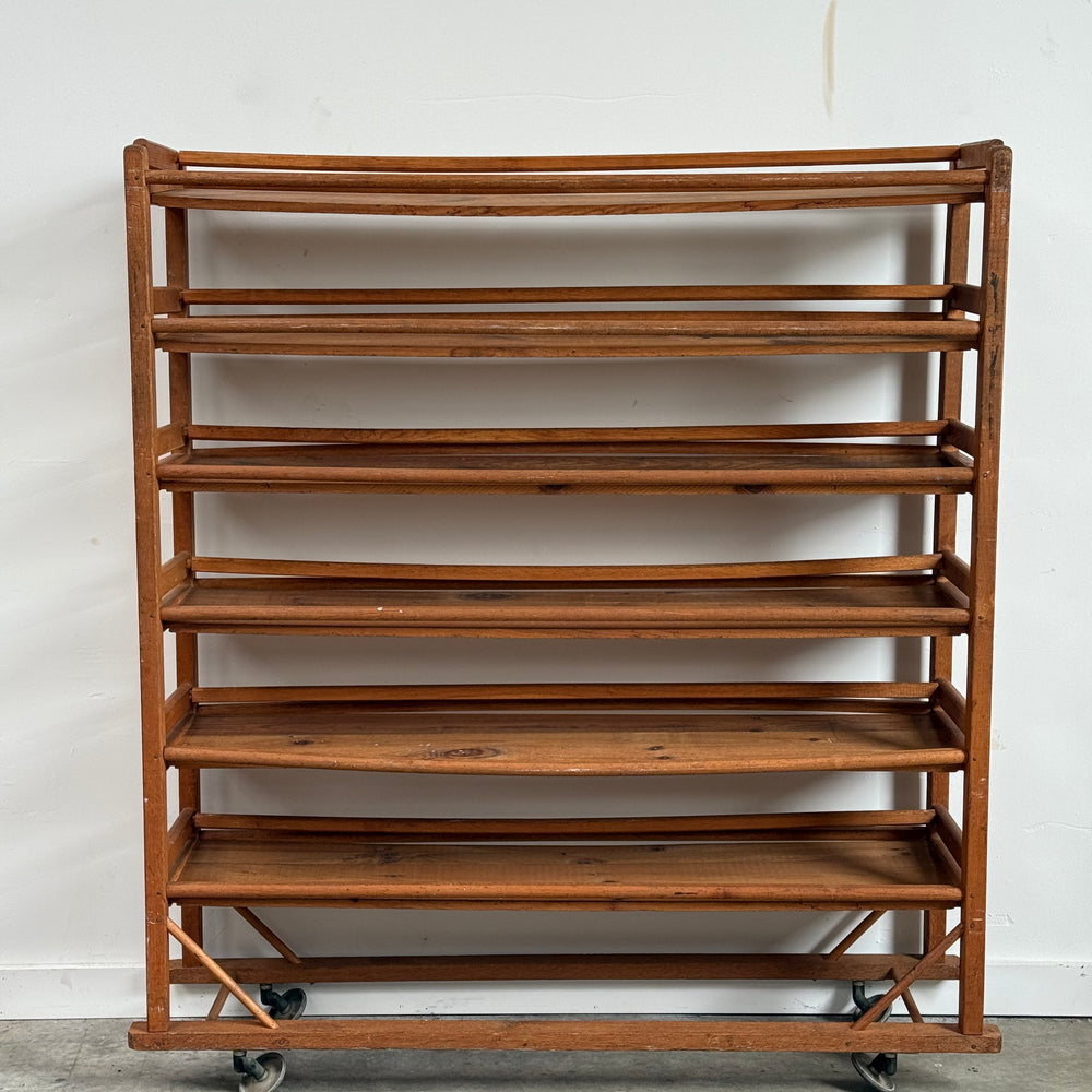 Antique Industrial Rolling Shoe Rack