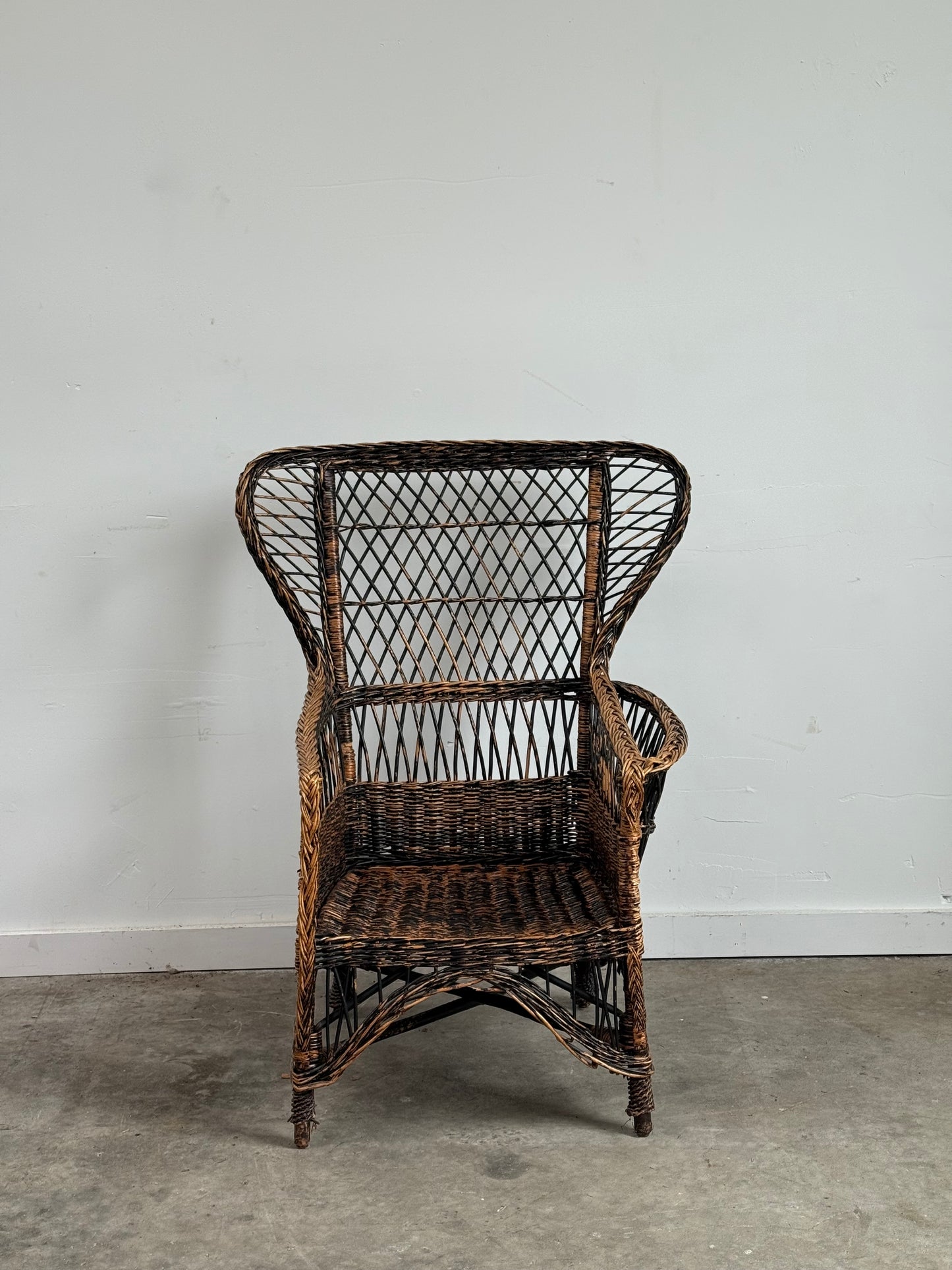 Vintage Wing Back Wicker Chair