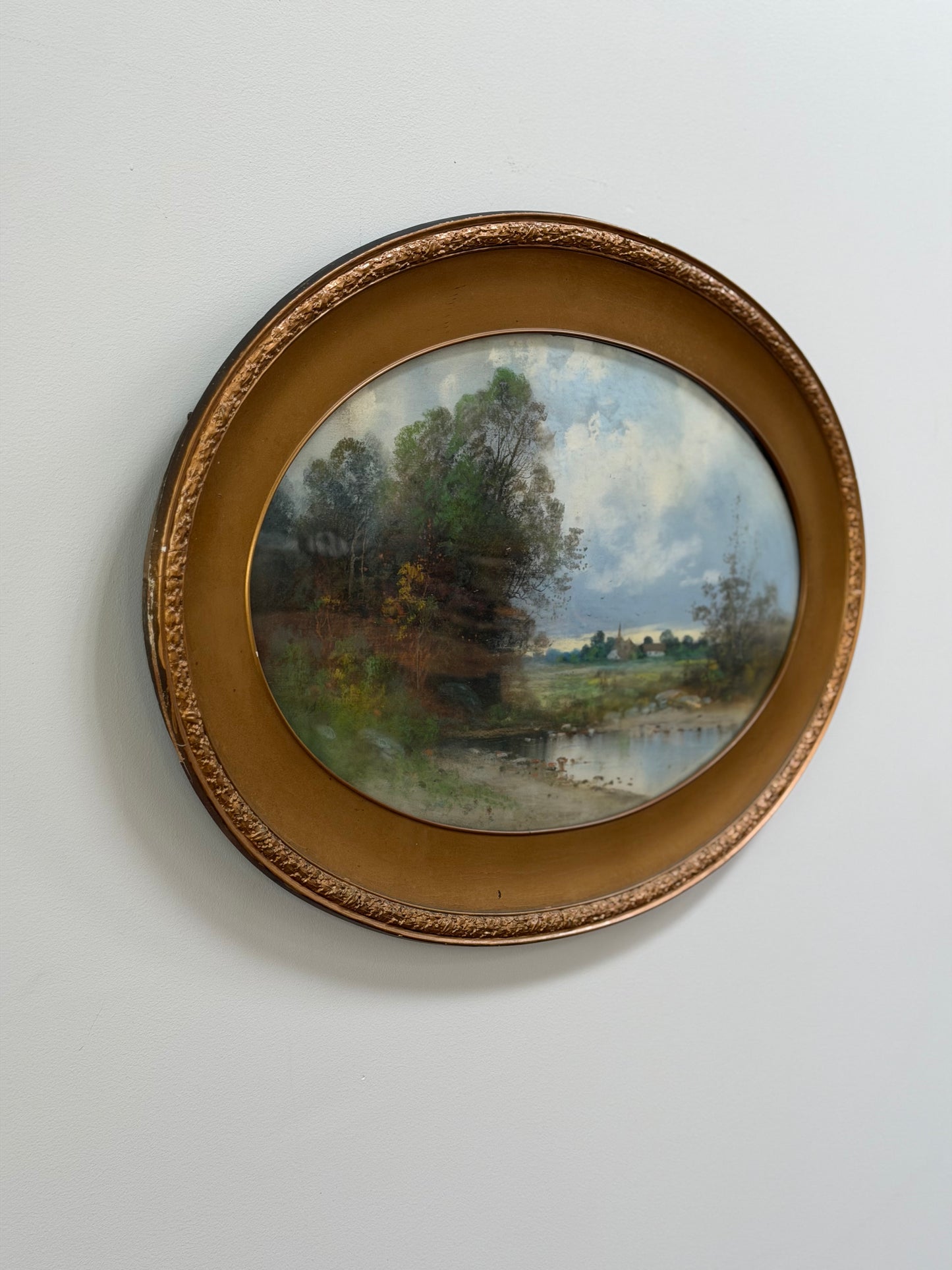 Antique Oval Framed Pastel