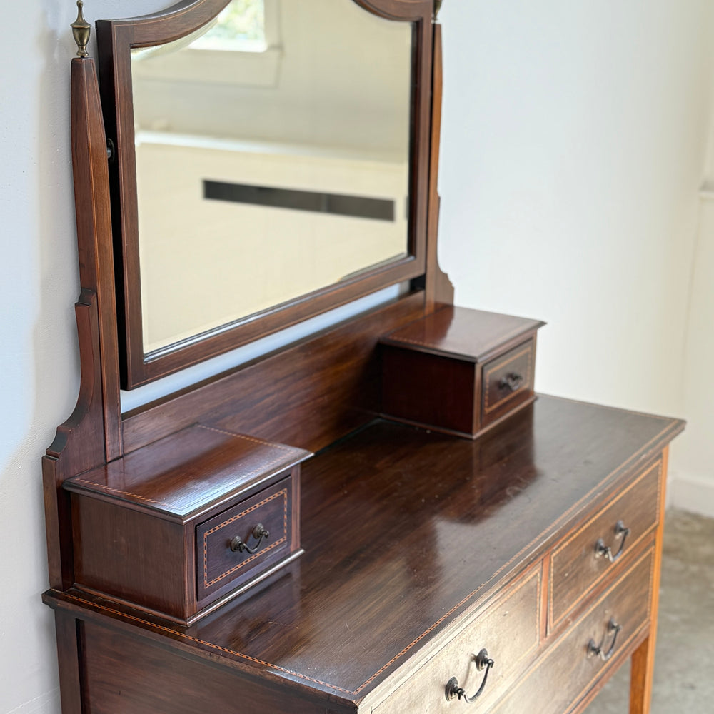 George III Style Inlaid Mahogany Dressing Table