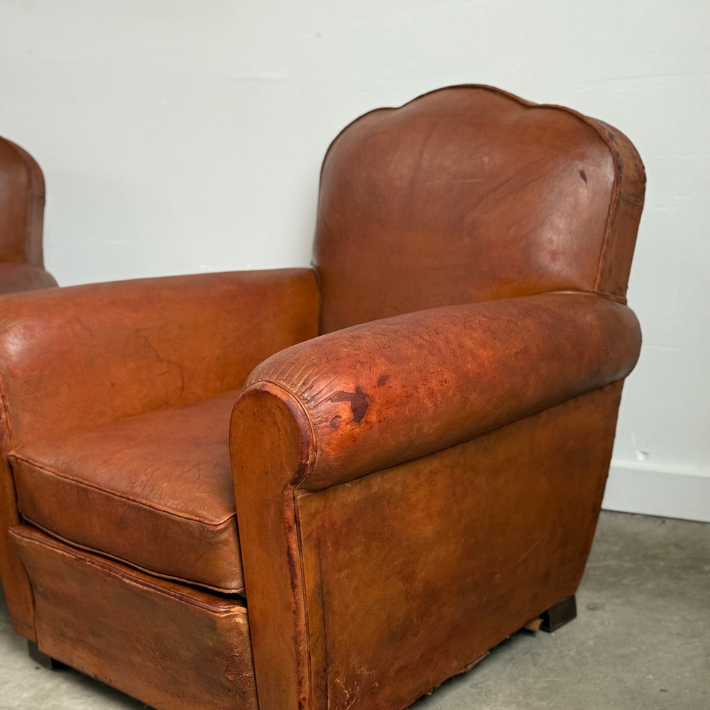 
                  
                    Pair of French Art Deco Club Chairs C. 1930
                  
                