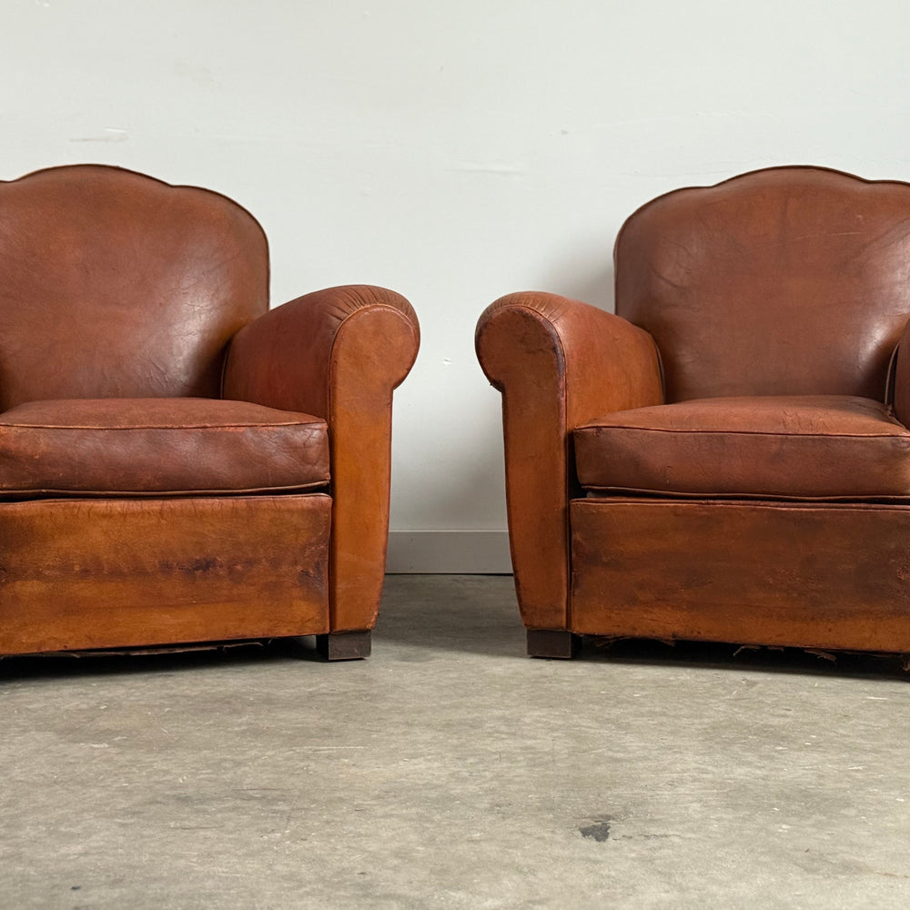 
                  
                    Pair of French Art Deco Club Chairs C. 1930
                  
                