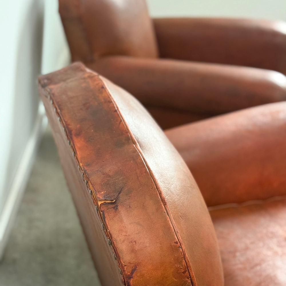 
                  
                    Pair of French Art Deco Club Chairs C. 1930
                  
                