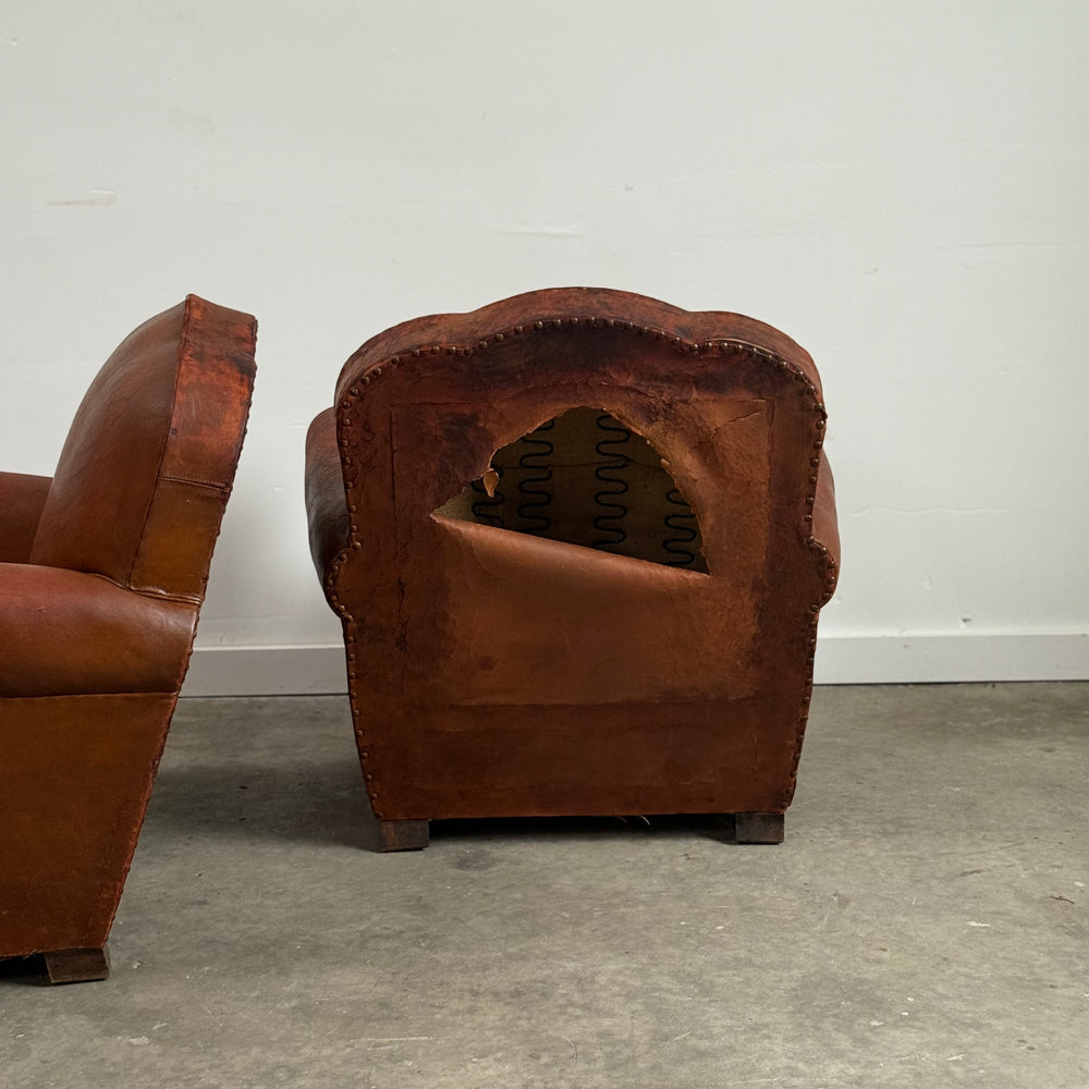 
                  
                    Pair of French Art Deco Club Chairs C. 1930
                  
                