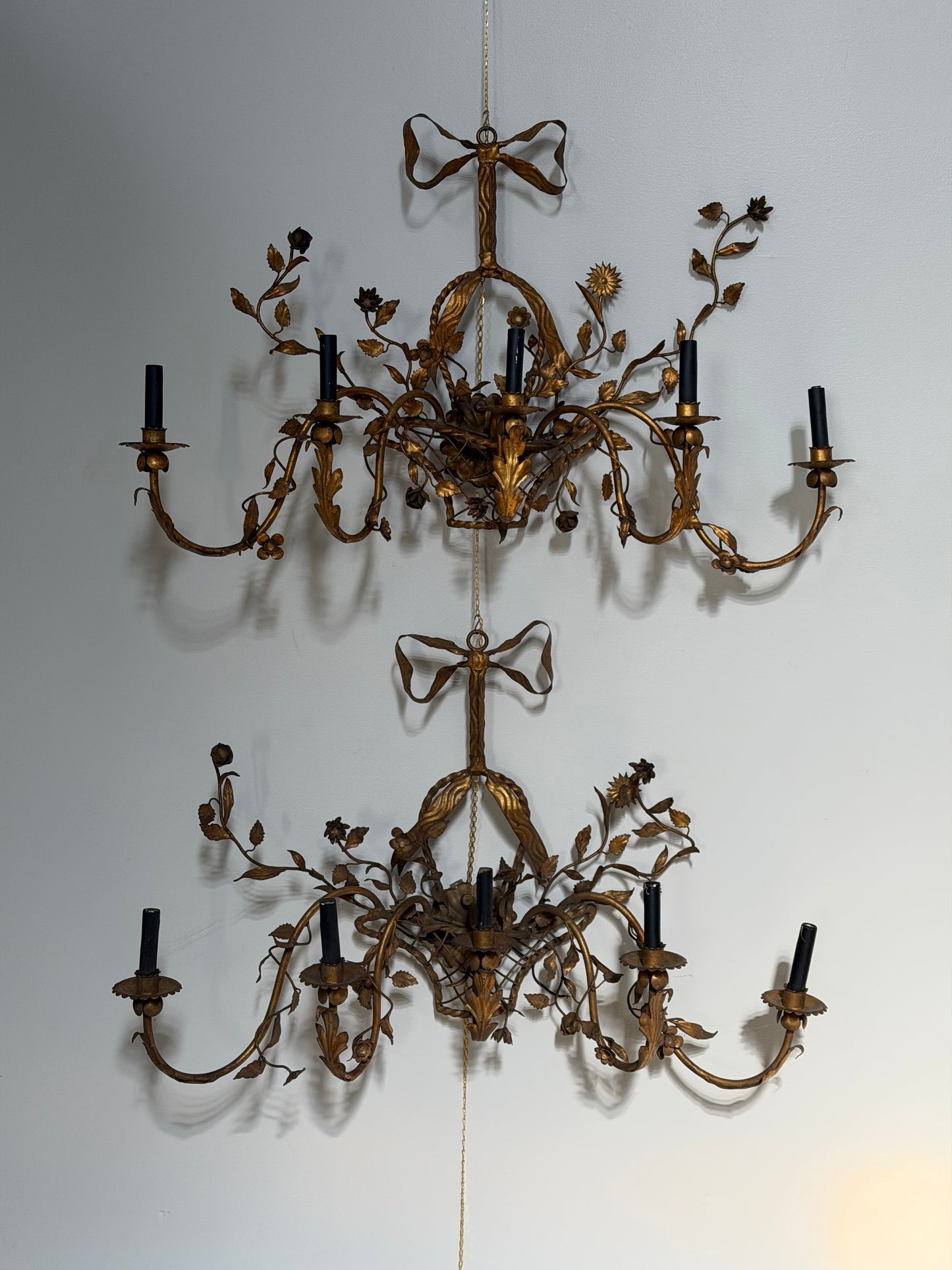 Antique Italian Tole Gilded Wall Sconce