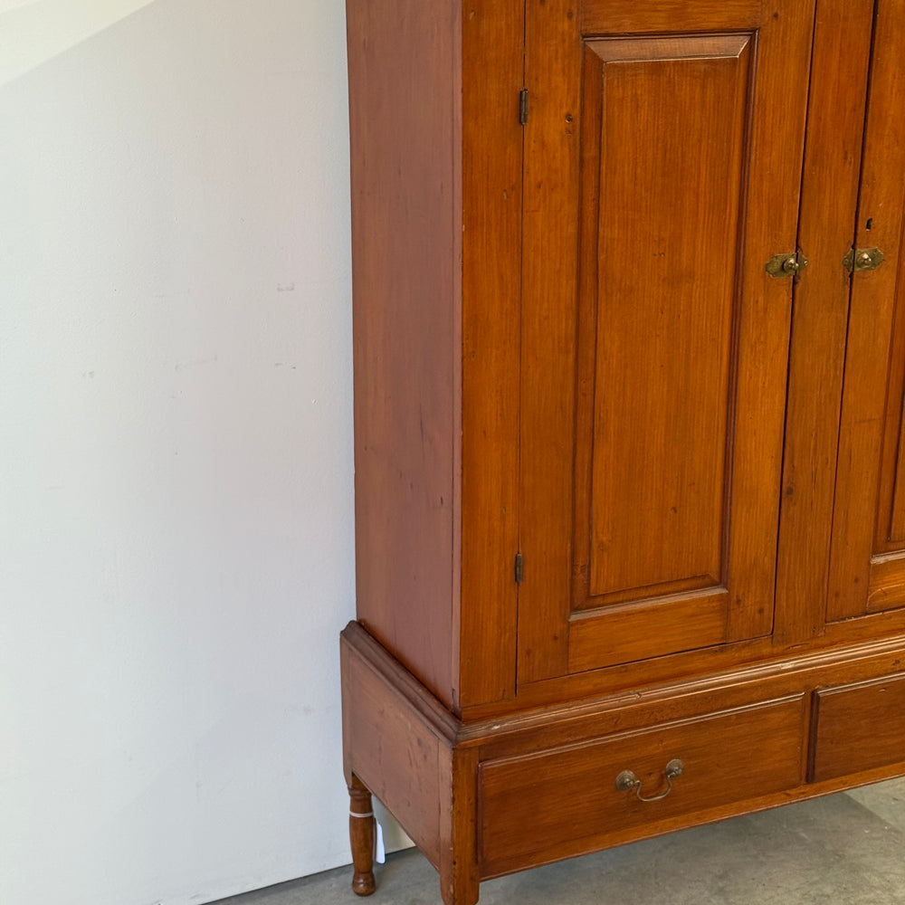 Antique Pine Cupboard On Turned Legs 19th c.