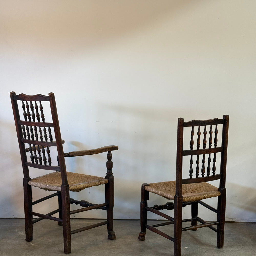 
                  
                    Set of six Antique Lancashire Spindle Back Chairs
                  
                