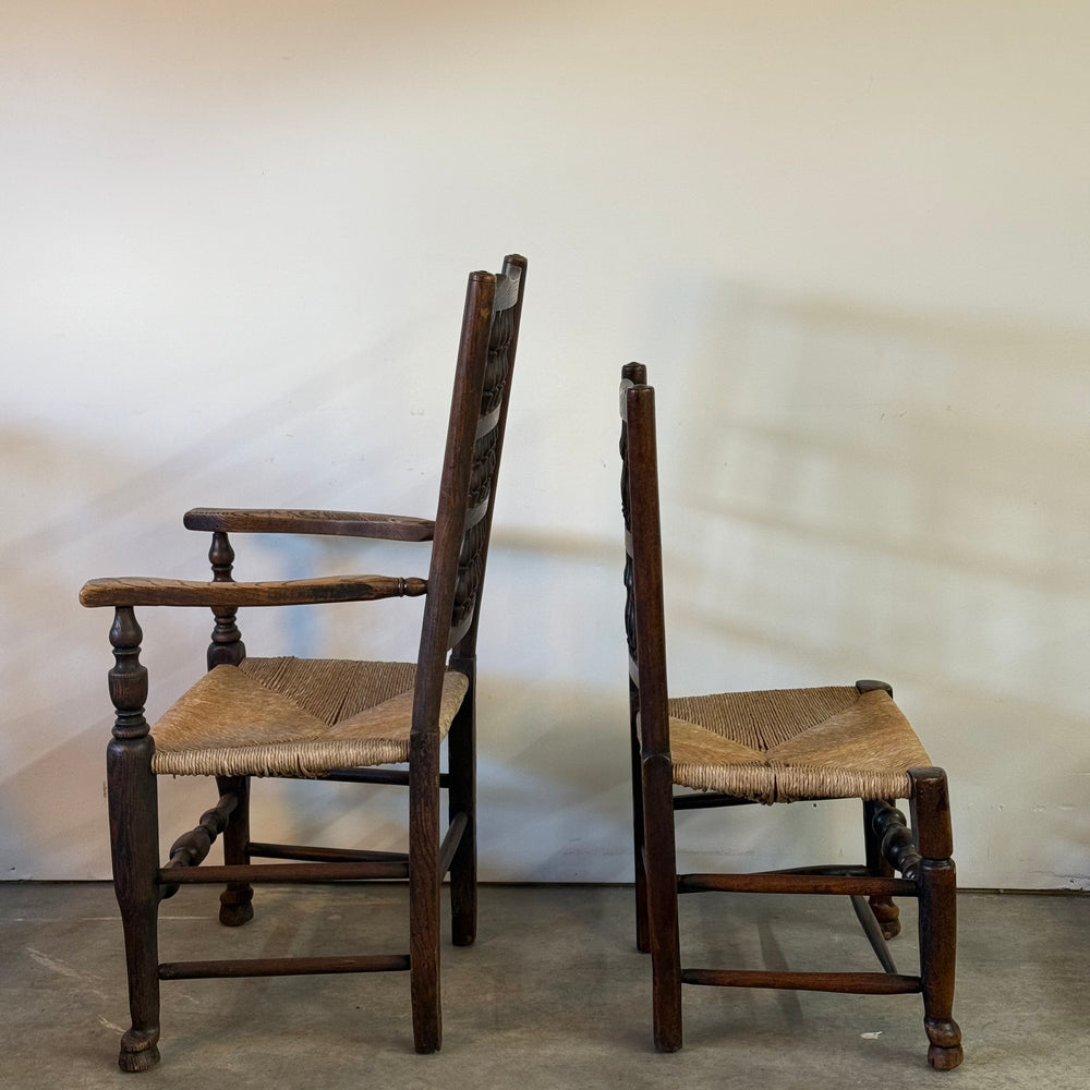 
                  
                    Set of six Antique Lancashire Spindle Back Chairs
                  
                
