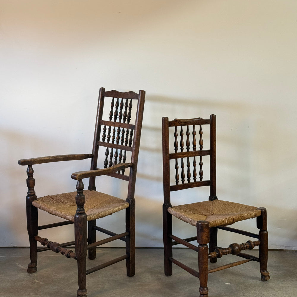 Set of six Antique Lancashire Spindle Back Chairs