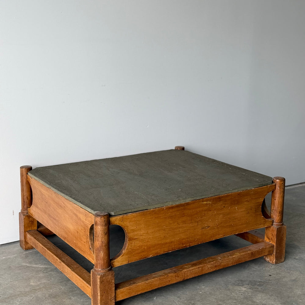 
                  
                    Coffee Table From Reclaimed 18th C. Rope Bed with Stone Top
                  
                