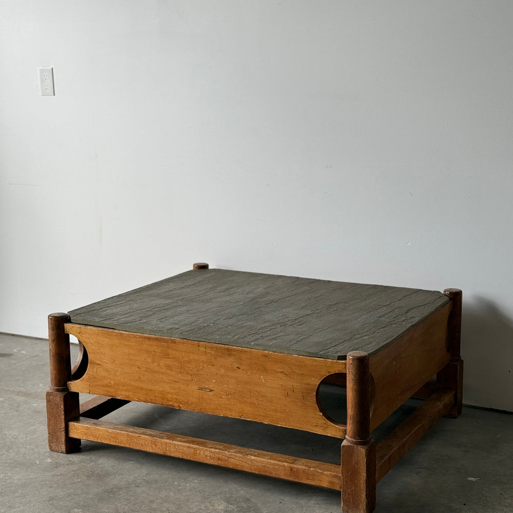 
                  
                    Coffee Table From Reclaimed 18th C. Rope Bed with Stone Top
                  
                