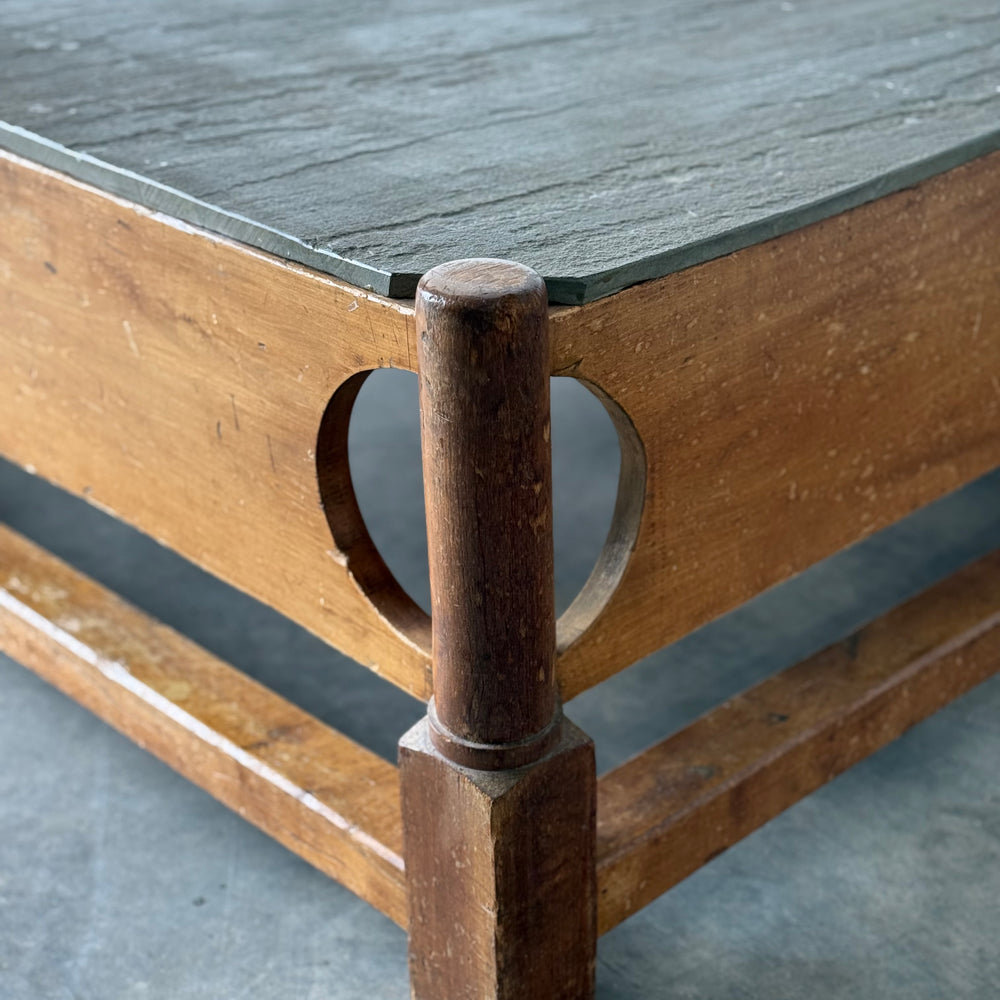 
                  
                    Coffee Table From Reclaimed 18th C. Rope Bed with Stone Top
                  
                