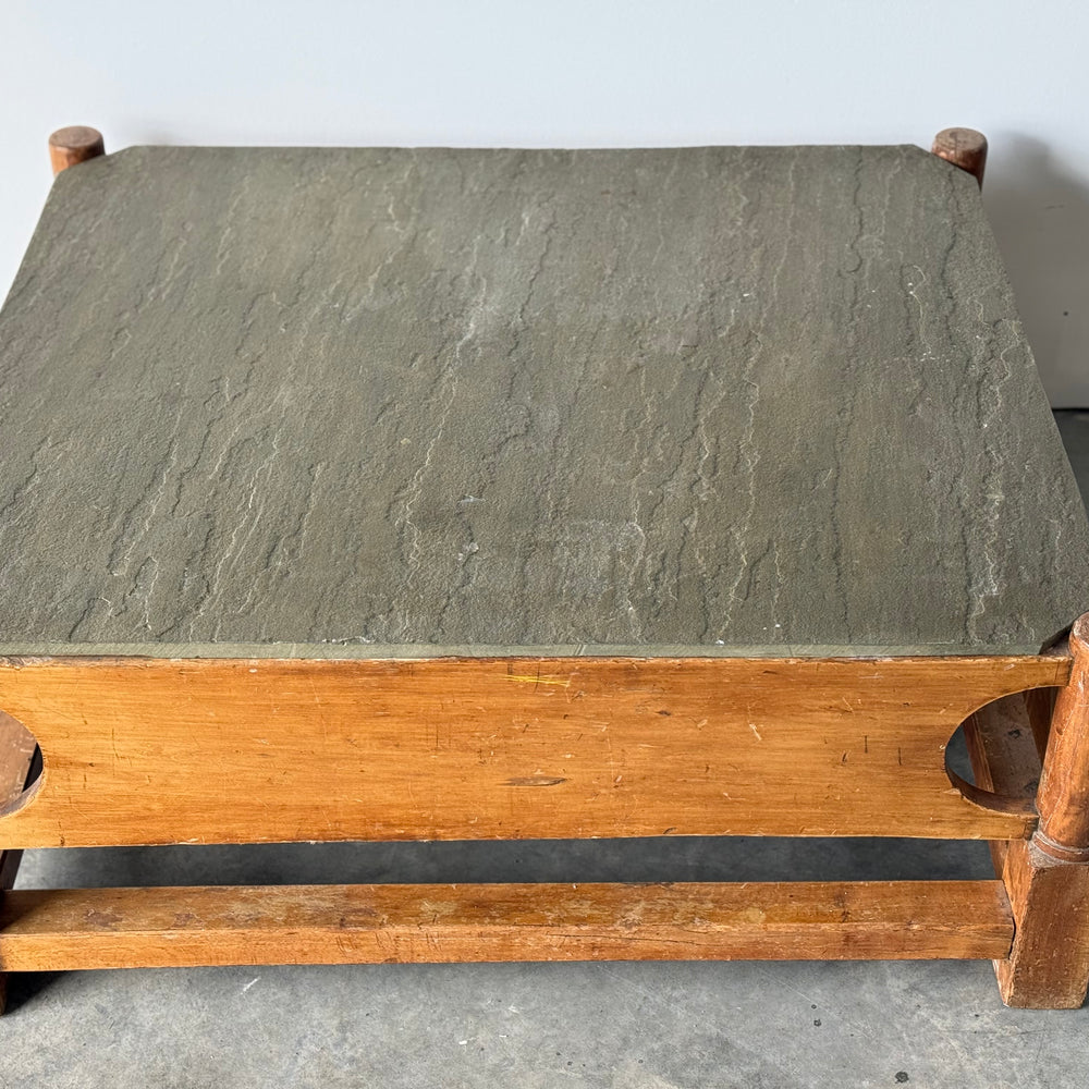 
                  
                    Coffee Table From Reclaimed 18th C. Rope Bed with Stone Top
                  
                