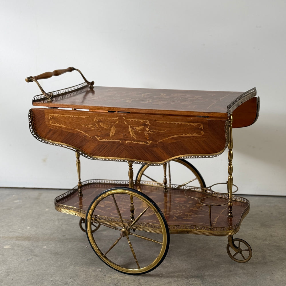 
                  
                    Italian Marquetry Mahogany & Brass Bar Cart
                  
                