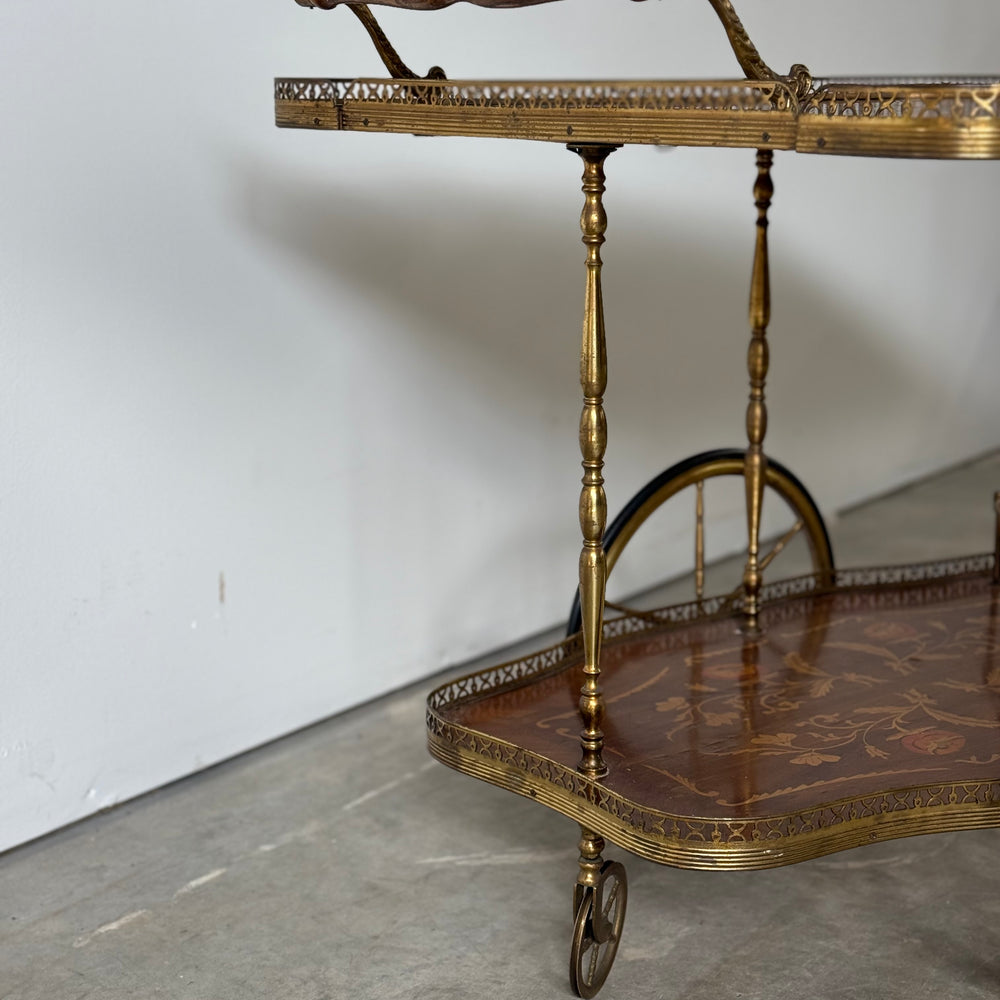 
                  
                    Italian Marquetry Mahogany & Brass Bar Cart
                  
                
